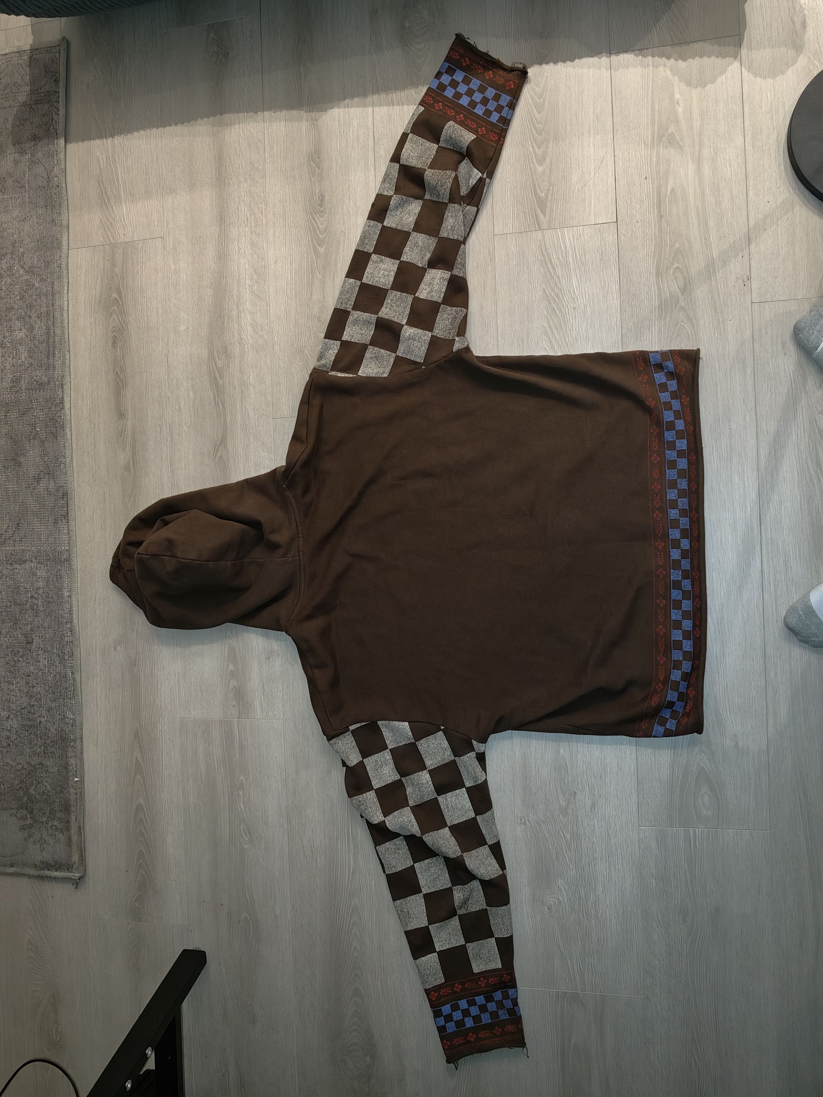 Profound Aesthetic Profound Check Sleeve Hoodie In Brown Size US L / EU 52-54 / 3 - 7 Thumbnail
