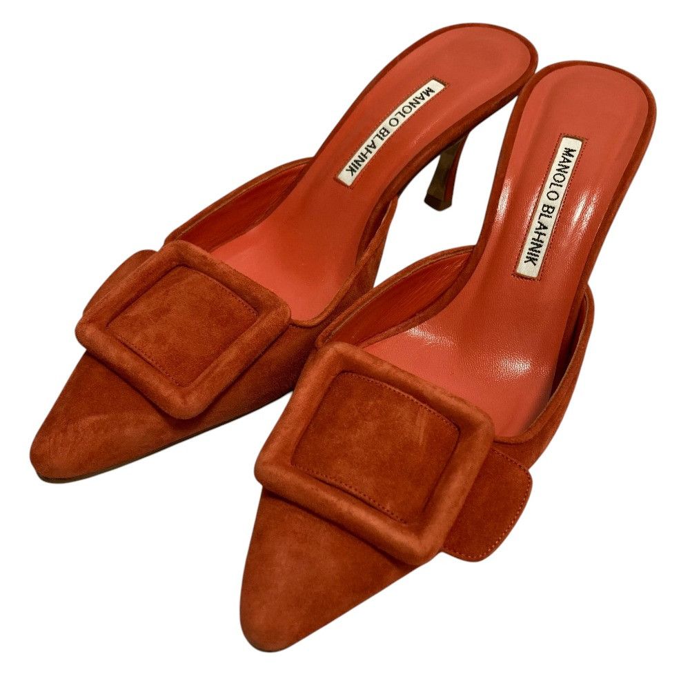Manolo Blahnik Manolo Blahnik Manolo Blahnik Maysale Leather Mules Leather Shoes DUTY FREE for USA Size ONE SIZE - 1 Thumbnail