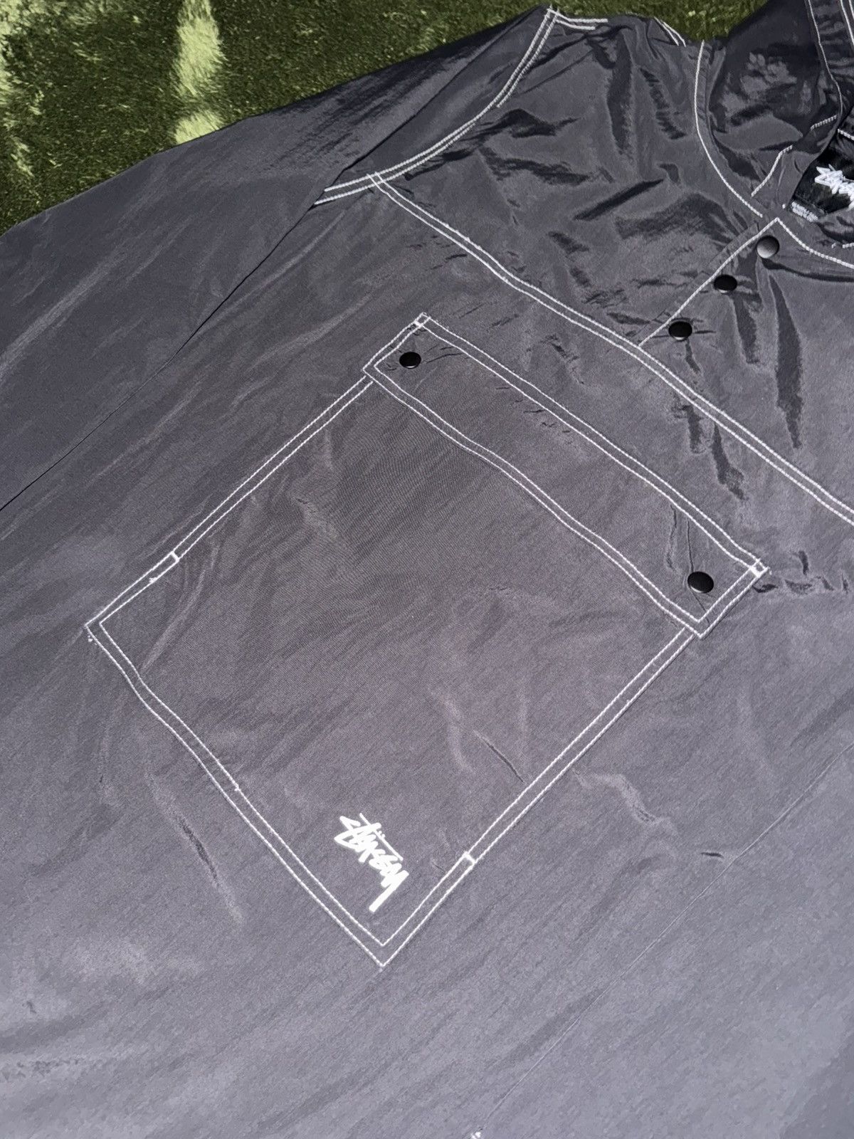 Stussy [XL] stussy stitched detail nylon hood anorak jacket black Size US XL / EU 56 / 4 - 4 Thumbnail
