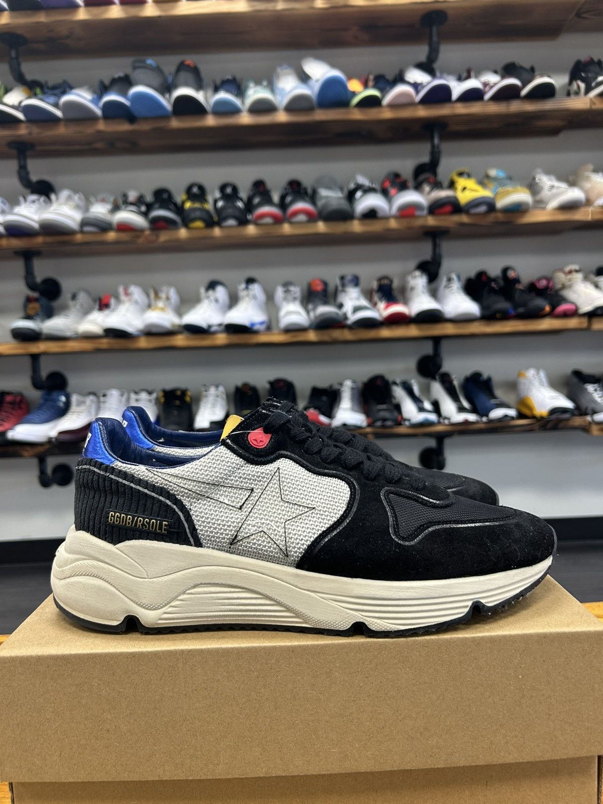 79920 Golden Goose Running Sole Black White Shoes, Men's (Size 10)