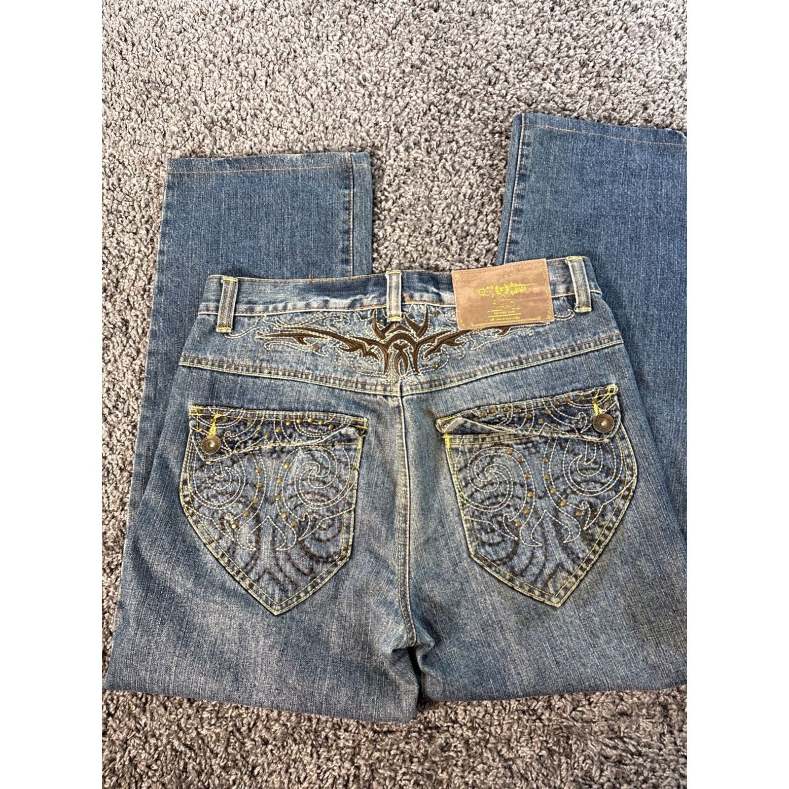 Phat Farm VINTAGE Phat Farm Jeans Mens 34x28 Dark Wash Embroidered Distressed 90s Size US 34 / EU 50 - 6 Thumbnail