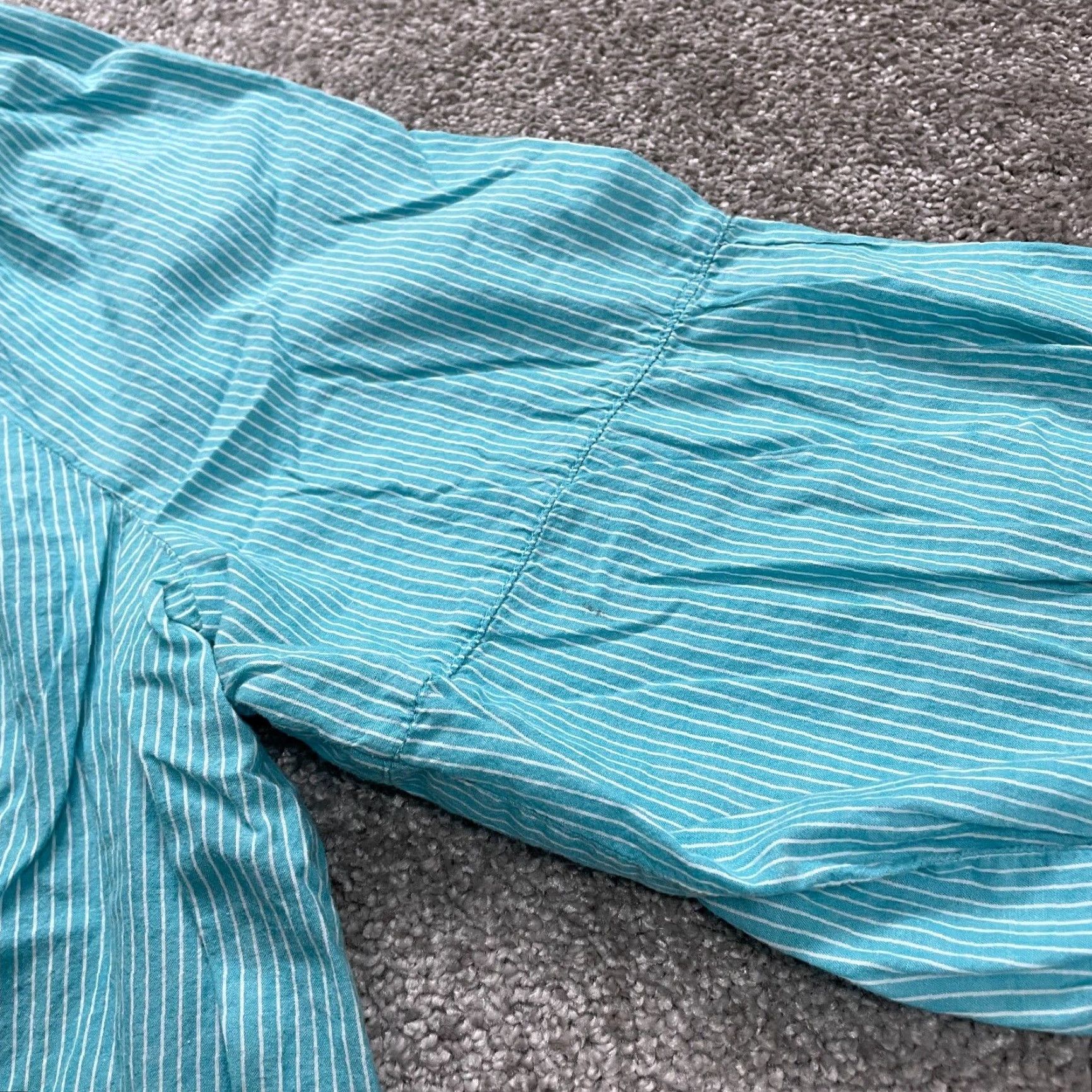 Faded Glory Faded Glory Blouse Womens 3XL Blue White Stripe Raglan Sleeve Henley Casual Size XXL / US 16-18 / IT 52-54 - 6 Thumbnail