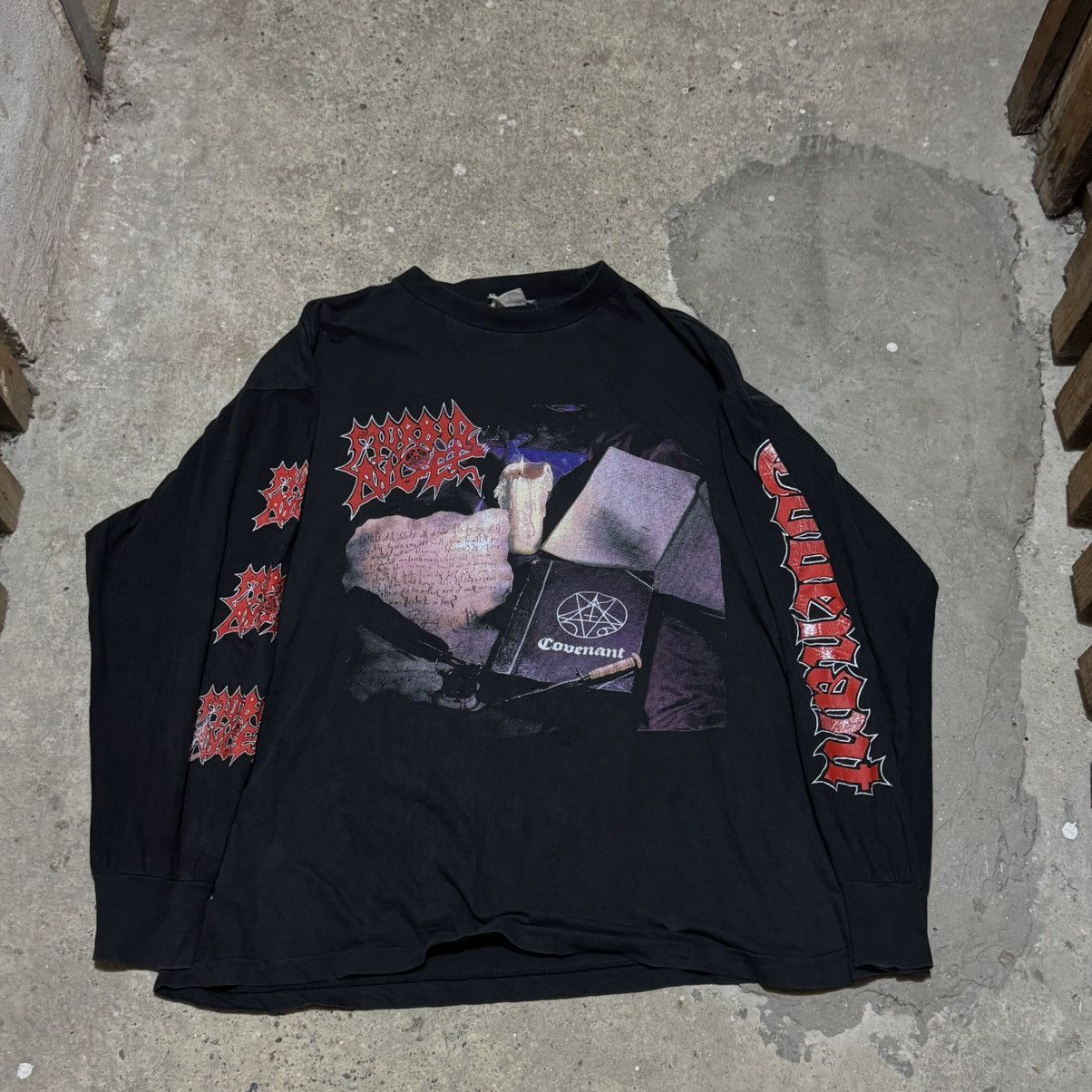 Band Tees × Vintage Vintage 90s Morbid Angel Covenant europa tour long sleeve Size US XL / EU 56 / 4 - 1 Thumbnail