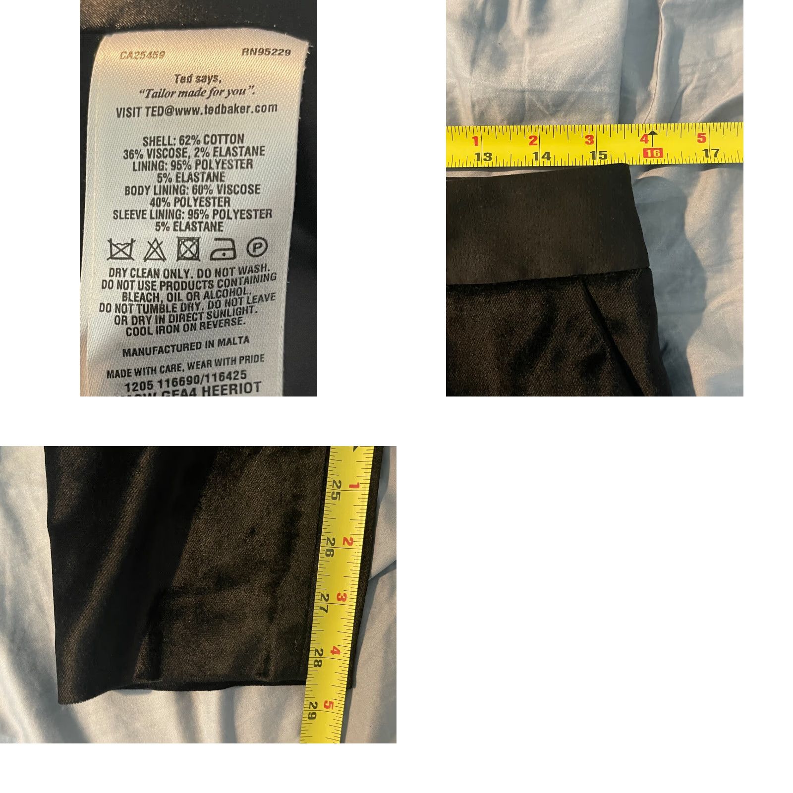 Ted Baker TED BAKER Womens Dress Slacks Pants Trousers Sz 2 Waist 31 Velvet Black Size 26" / US 2 / IT 38 - 8 Thumbnail
