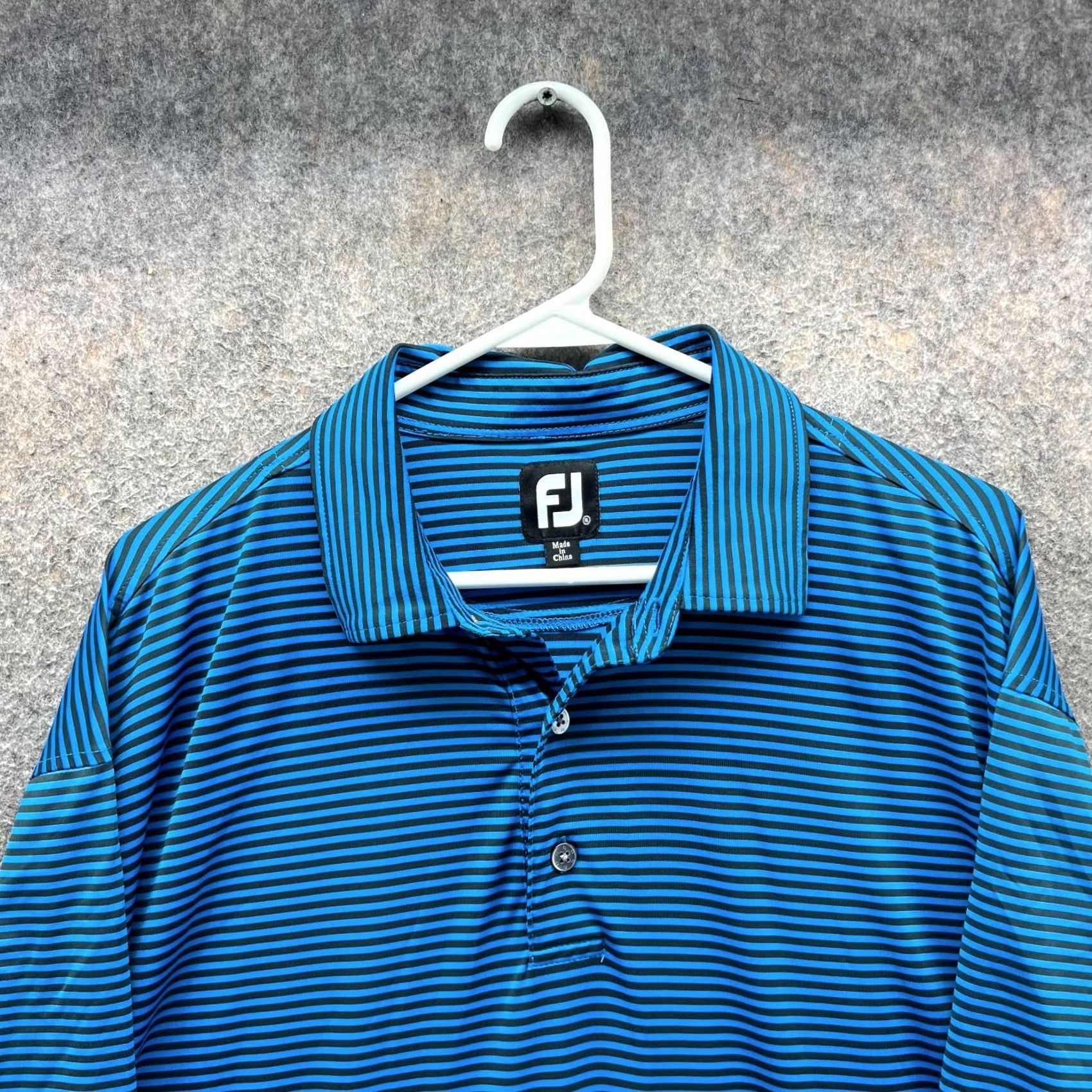 Footjoy FootJoy Polo Shirt Men XL Blue Black Stripes Short Sleeve Collared Button Size US XL / EU 56 / 4 - 5 Thumbnail