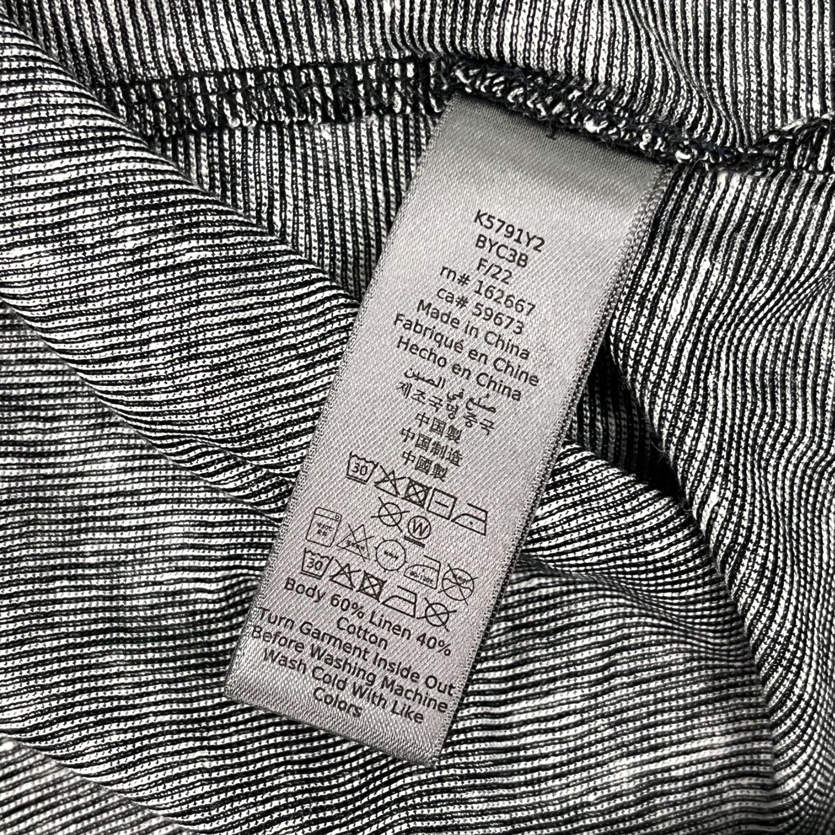 John Varvatos John Varvatos Shirt Mens XL Gray Linen Cotton Driggs V-Neck Feeder Stripe Casual Size US XL / EU 56 / 4 - 3 Thumbnail