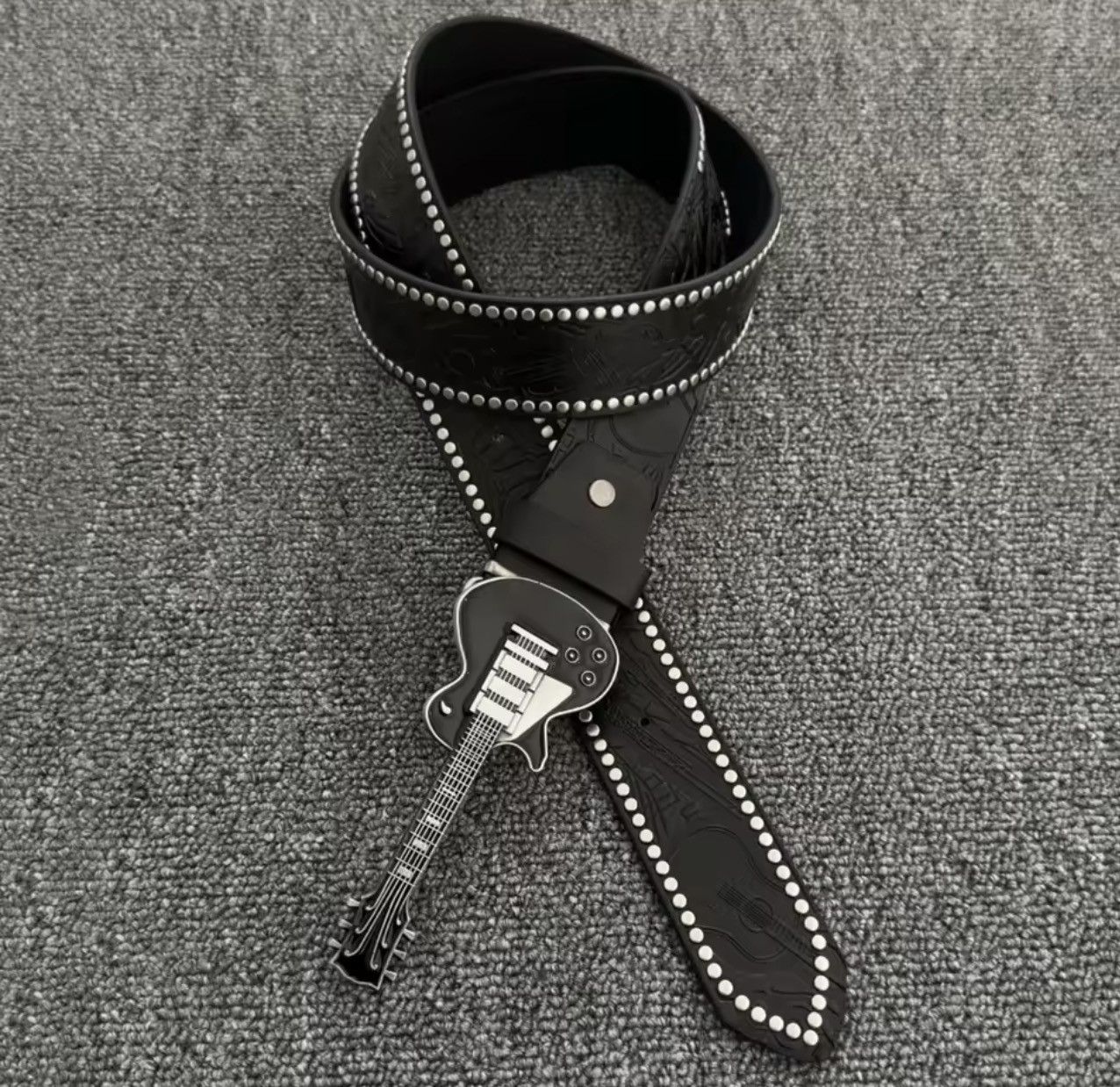 Japanese Brand Electric Guitar Shaped Metal PU Leather Belt Size ONE SIZE - 1 Thumbnail