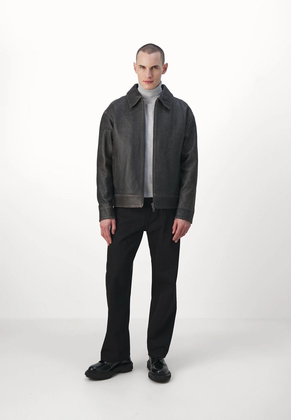 Wood Wood !DS! SS23 Wood Wood Jacob Gray Leather Jacket Size US XXL / EU 58 / 5 - 6 Thumbnail