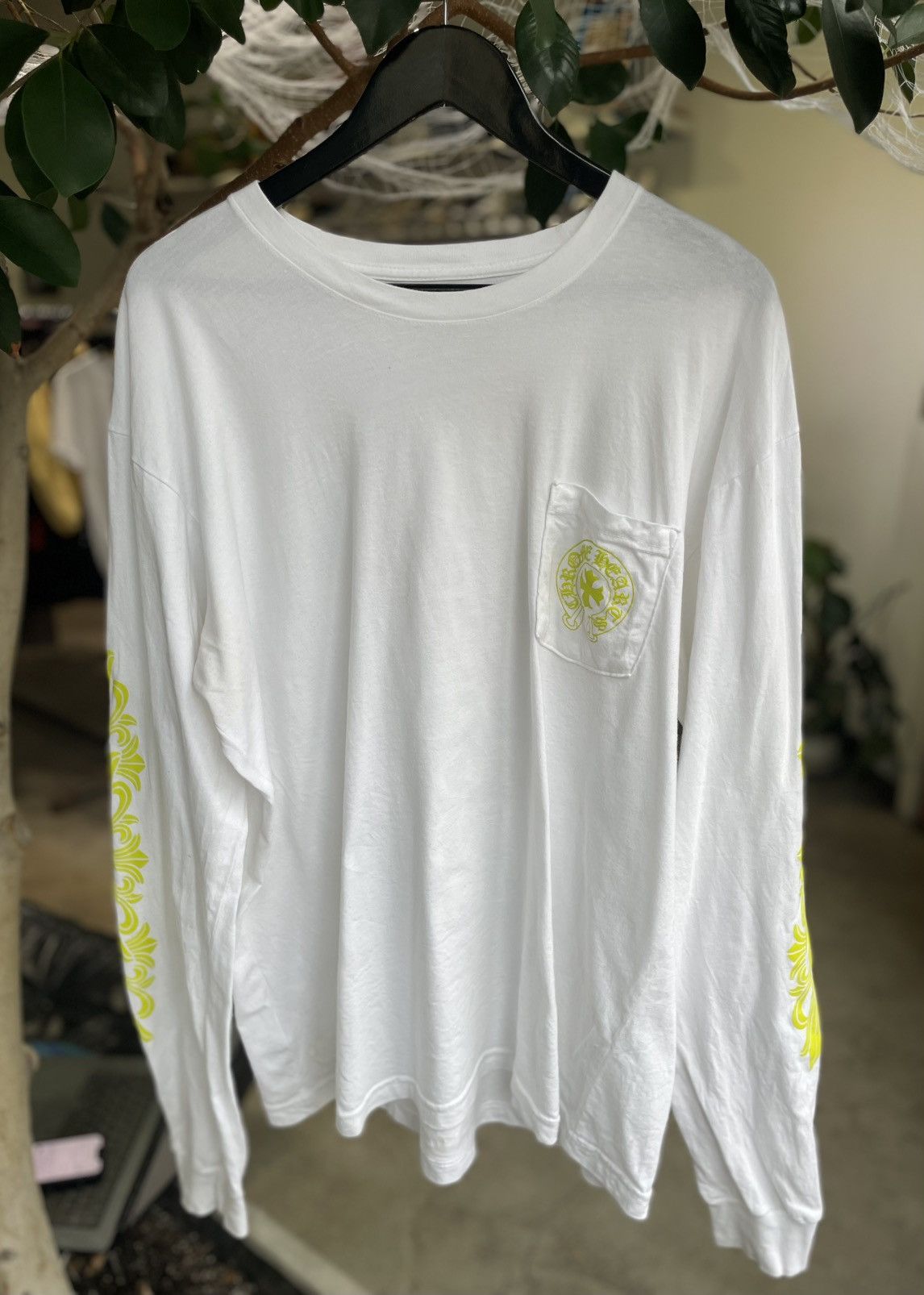 Chrome Hearts Chrome Hearts LS Neck Logo T-shirt White/Yellow