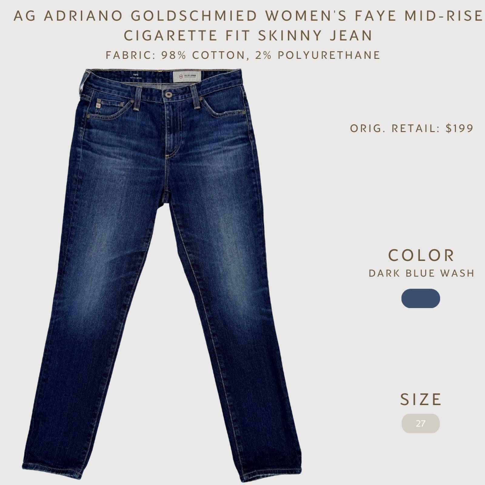 AG Adriano Goldschmied AG Adriano Goldschmied Faye Mid Rise Cigarette Jeans 27 Size 27" / US 4 / IT 40 - 2 Thumbnail