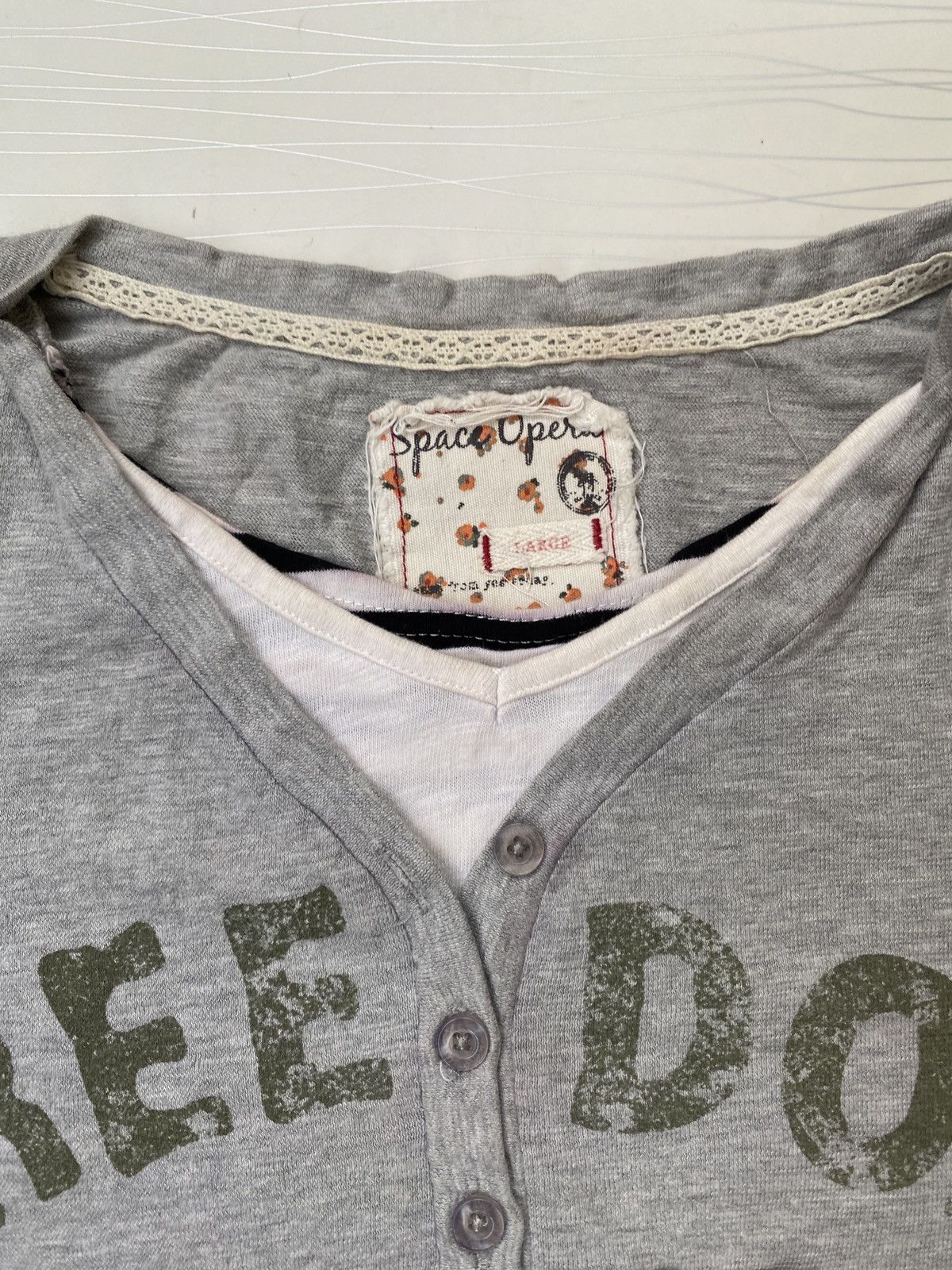 Japanese Brand Japanese Double Layer Freedom POEM Patch Emboireded TEE Size US L / EU 52-54 / 3 - 4 Thumbnail