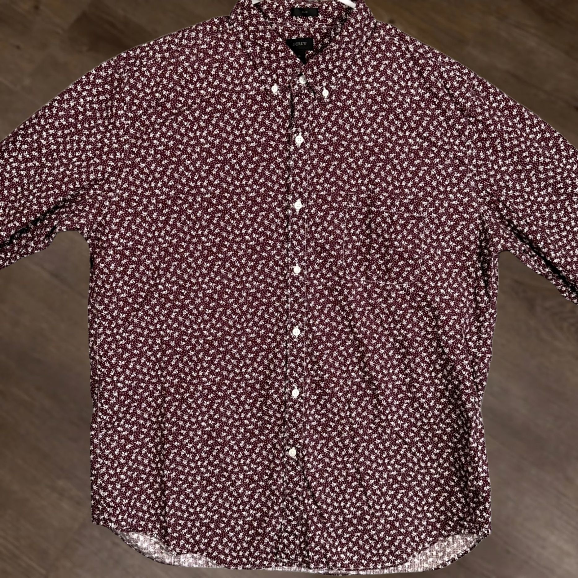 J.Crew J.CREW Shirt Mens XL Maroon Slim Fit Button-Down Micro Floral Casual Long Sleeve Size US XL / EU 56 / 4 - 1 Thumbnail