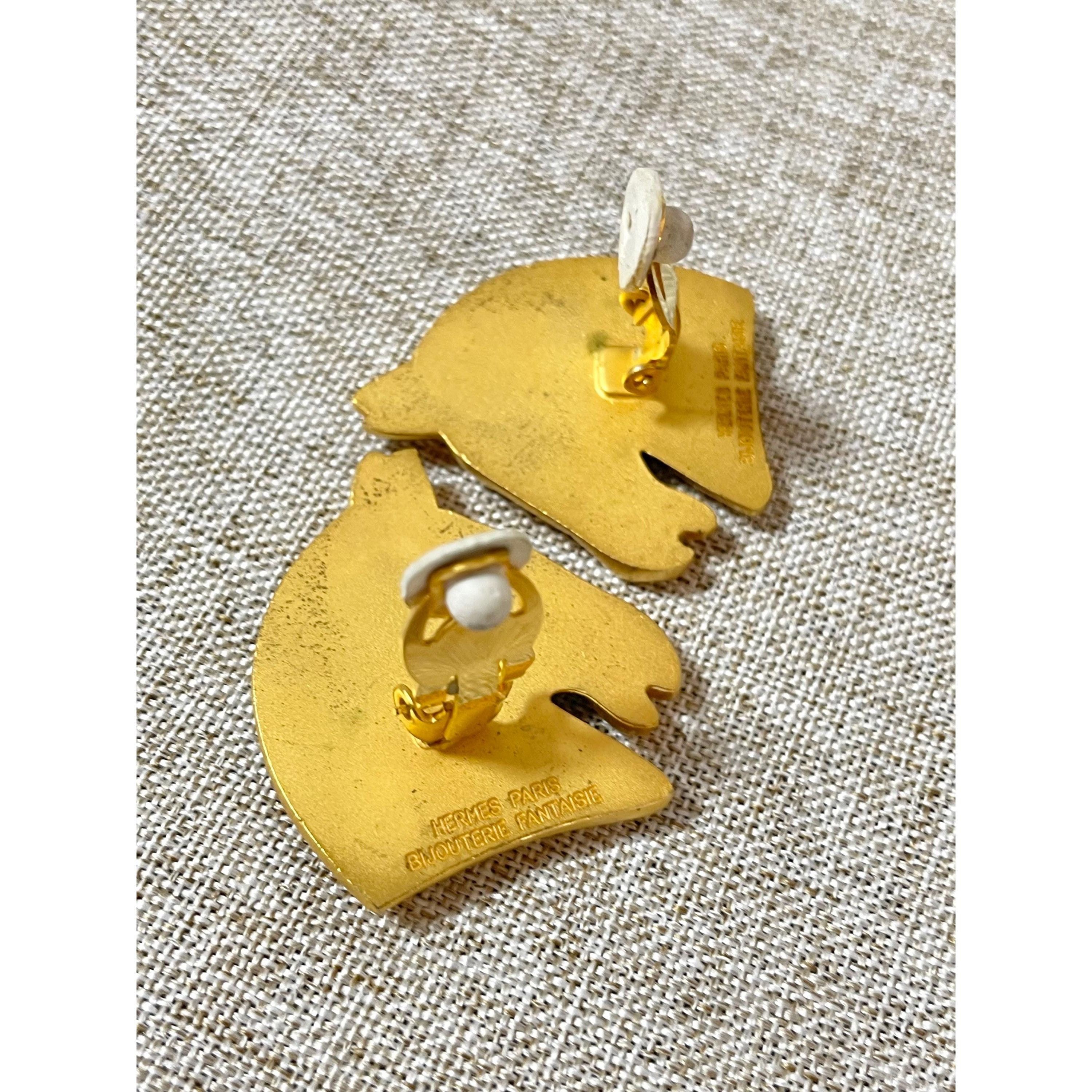 Hermes Vintage HERMES gold tone horse earrings. Size ONE SIZE - 3 Thumbnail