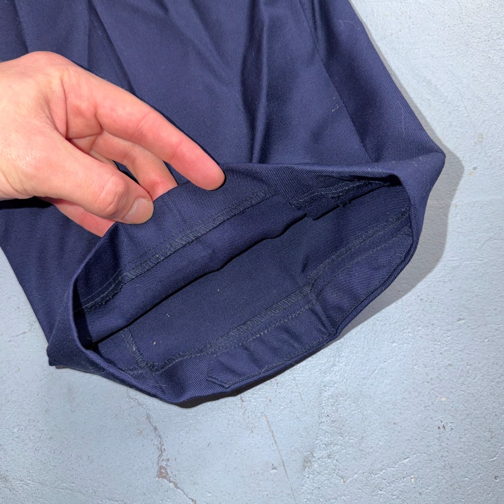 Vintage 1990s VTG Custom Mens 2 PC Suit Jacket Coat Pants Navy Blue Wool Rockabilly 40 Chest 40 Waist 40 Size Regular Size 40R - 4 Thumbnail