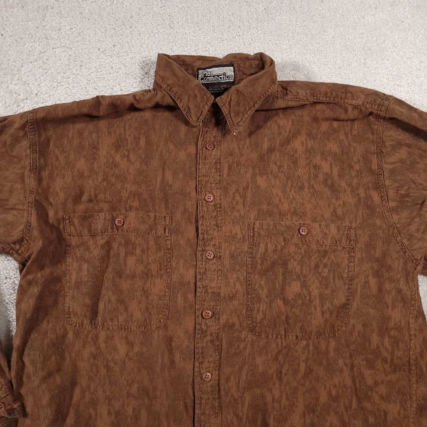 Vintage VINTAGE Pier Connection Button-Up Shirt Mens Medium Brown Western Long Sleeve 90s Shirt Mens Brown Long Sleeve Western 90s Mens Size US M / EU 48-50 / 2 - 3 Thumbnail