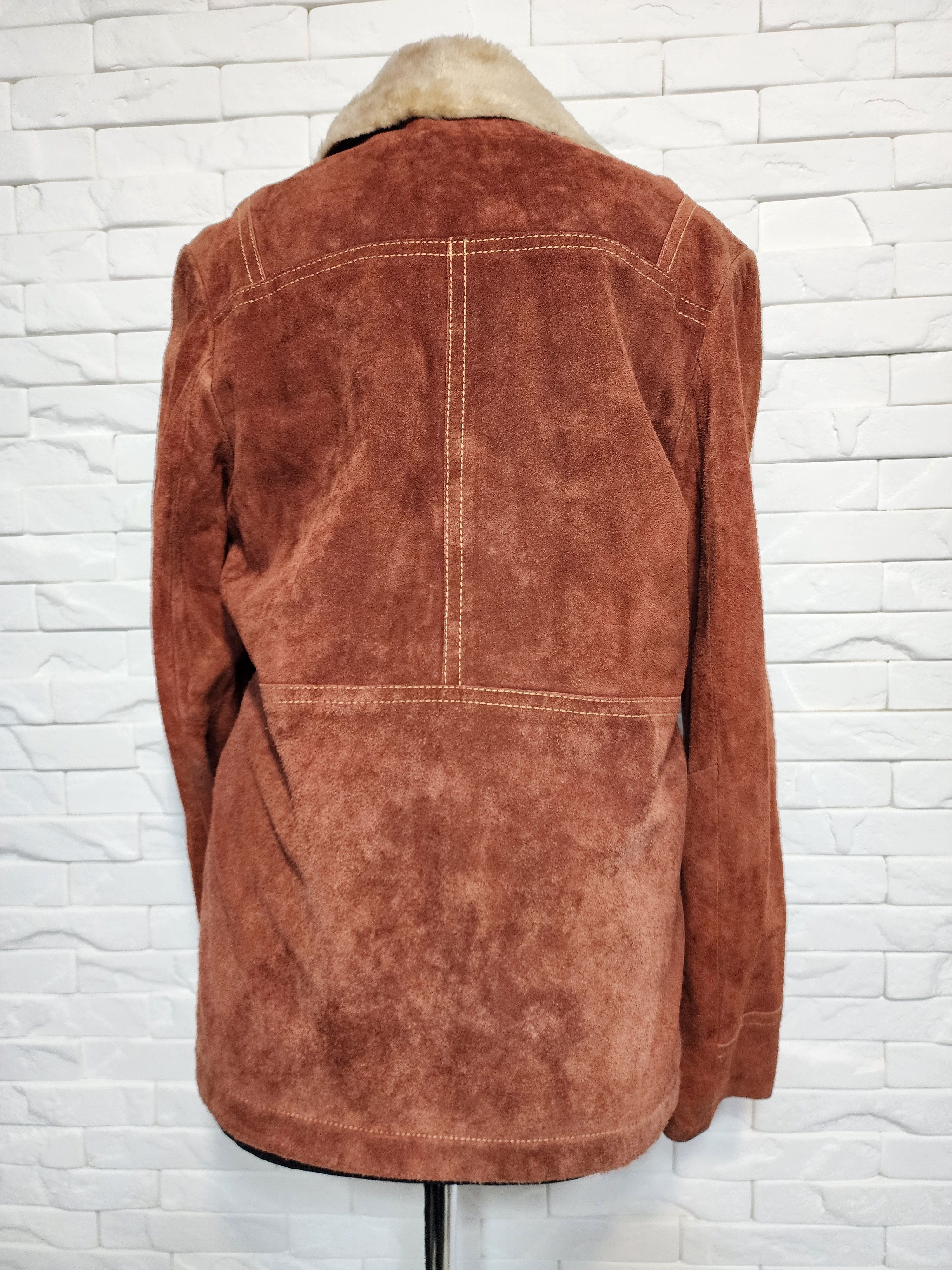 Genuine Leather Men's Suede Style Jacket: Faux Fur Insulation, Size US L / EU 52-54 / 3 - 4 Thumbnail