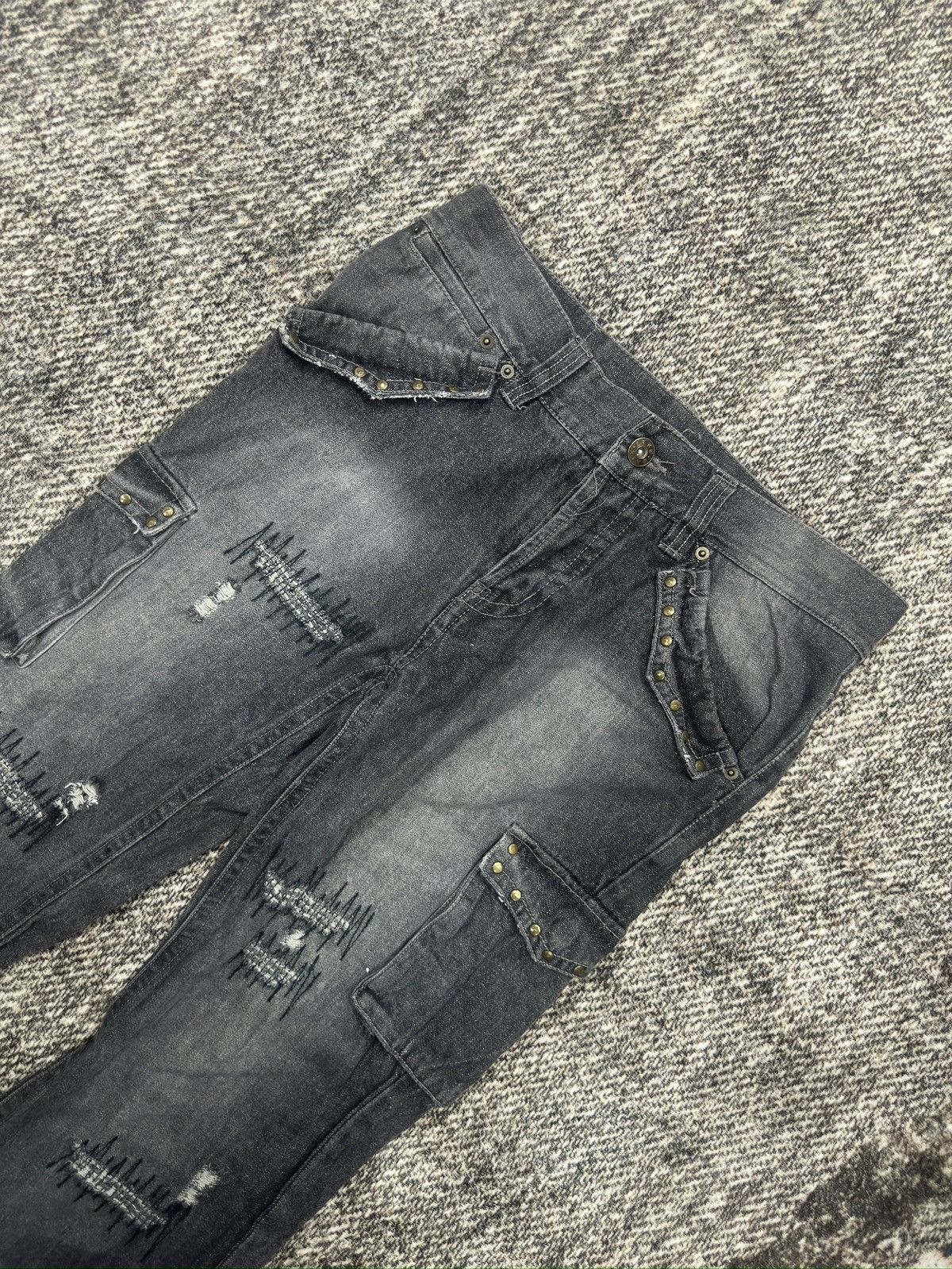 If Six Was Nine × Japanese Brand × Le Grande Bleu (L.G.B.) Zero Sail Distressed Zig Zag Black Wash denim Size US 34 / EU 50 - 5 Thumbnail