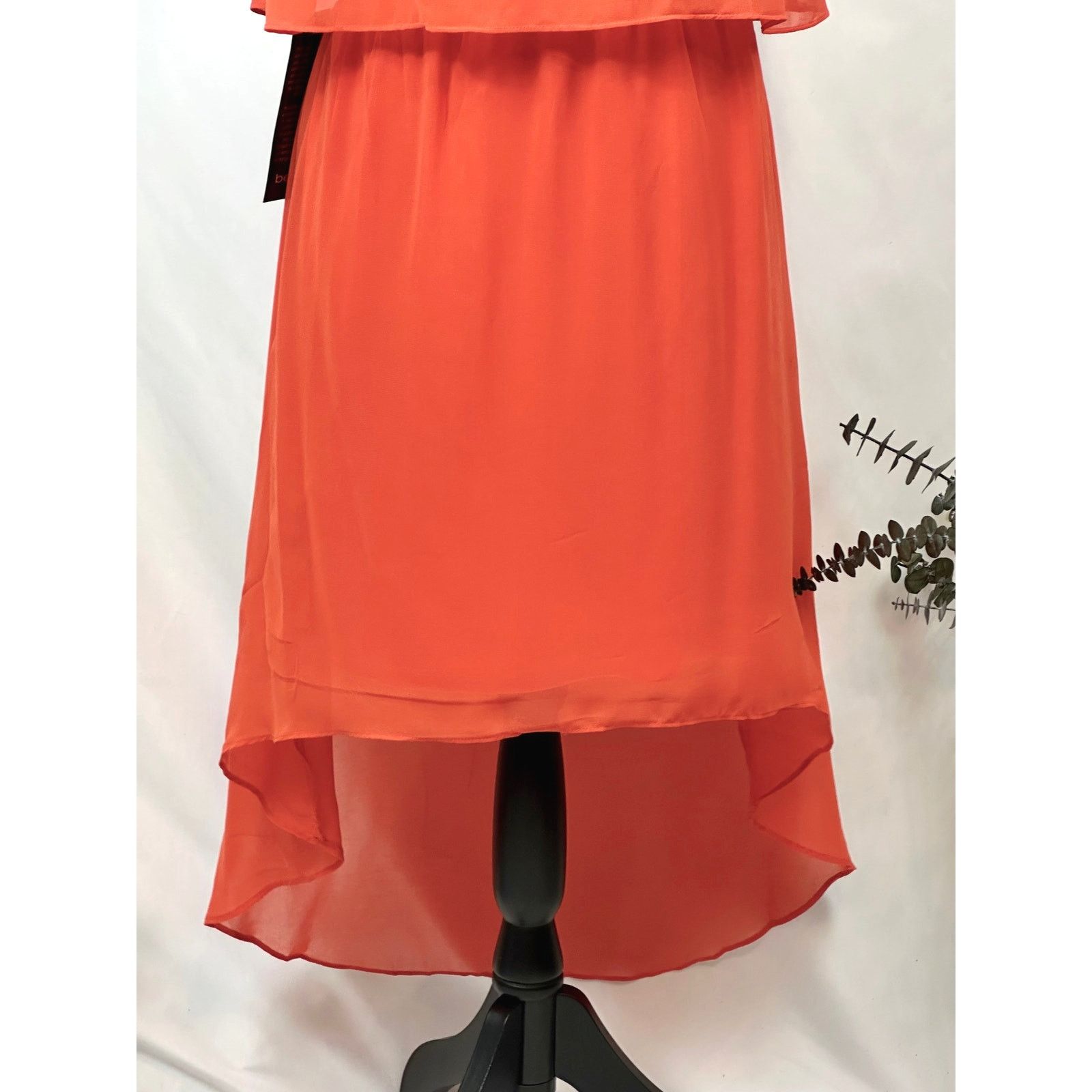 Bebe Bebe Square Neck High Low Chiffon Sleeveless Dress Orange L Size L / US 10 / IT 46 - 12 Thumbnail