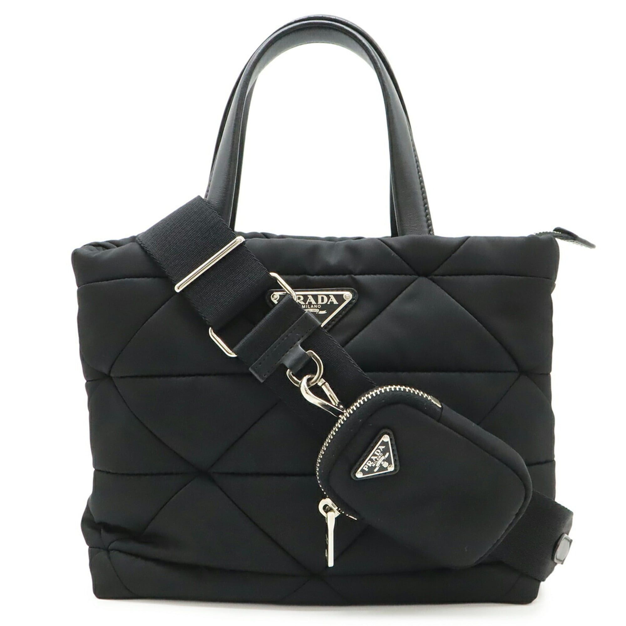 Prada PRADA Velour Belt Motif Tote Bag Shoulder Nylon Leather 
