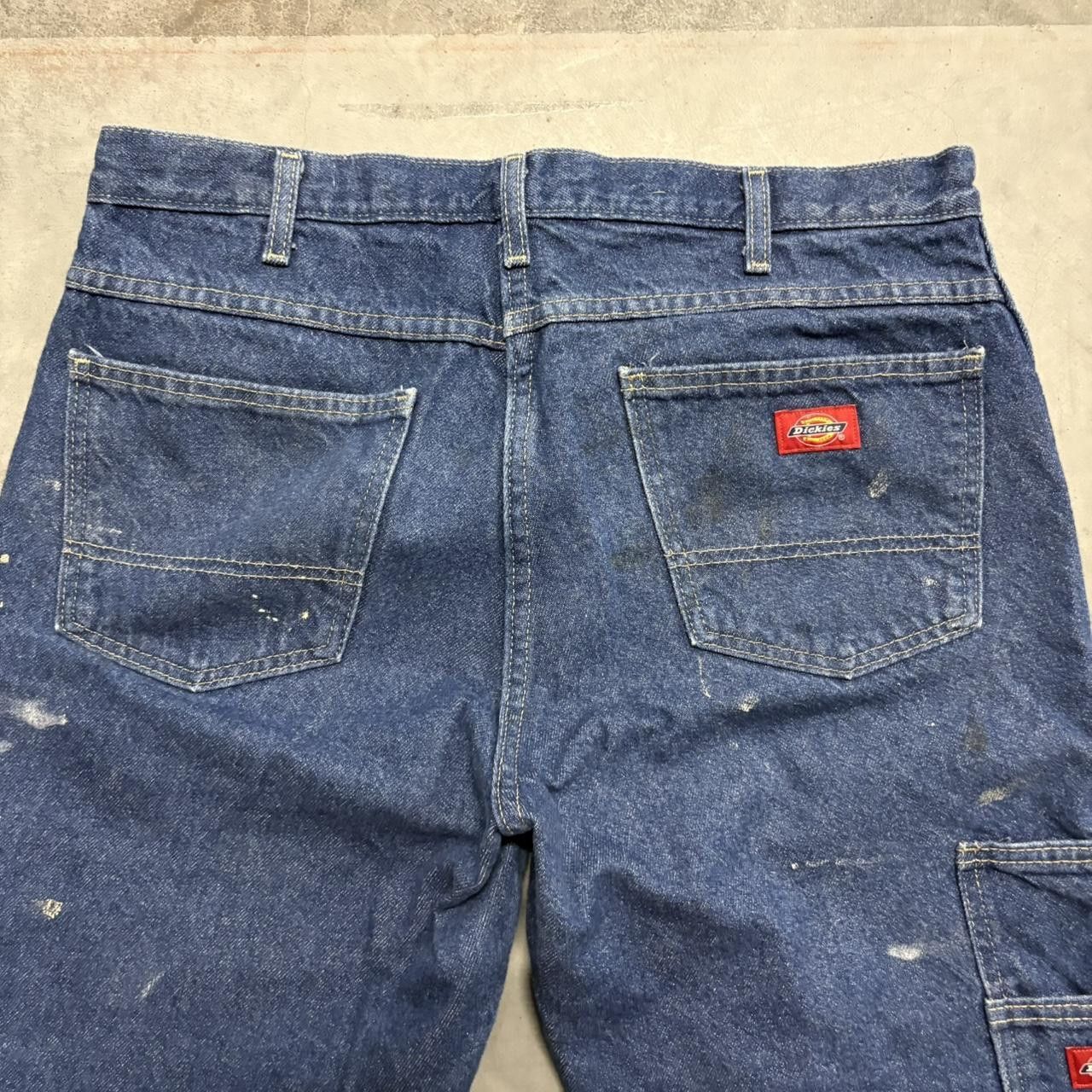 Dickies × Vintage Crazy Vintage Y2K/2000s Baggy Double Knee Dickies Workwear Style Dark Wash Denim Jeans! Size US 33 - 6 Thumbnail