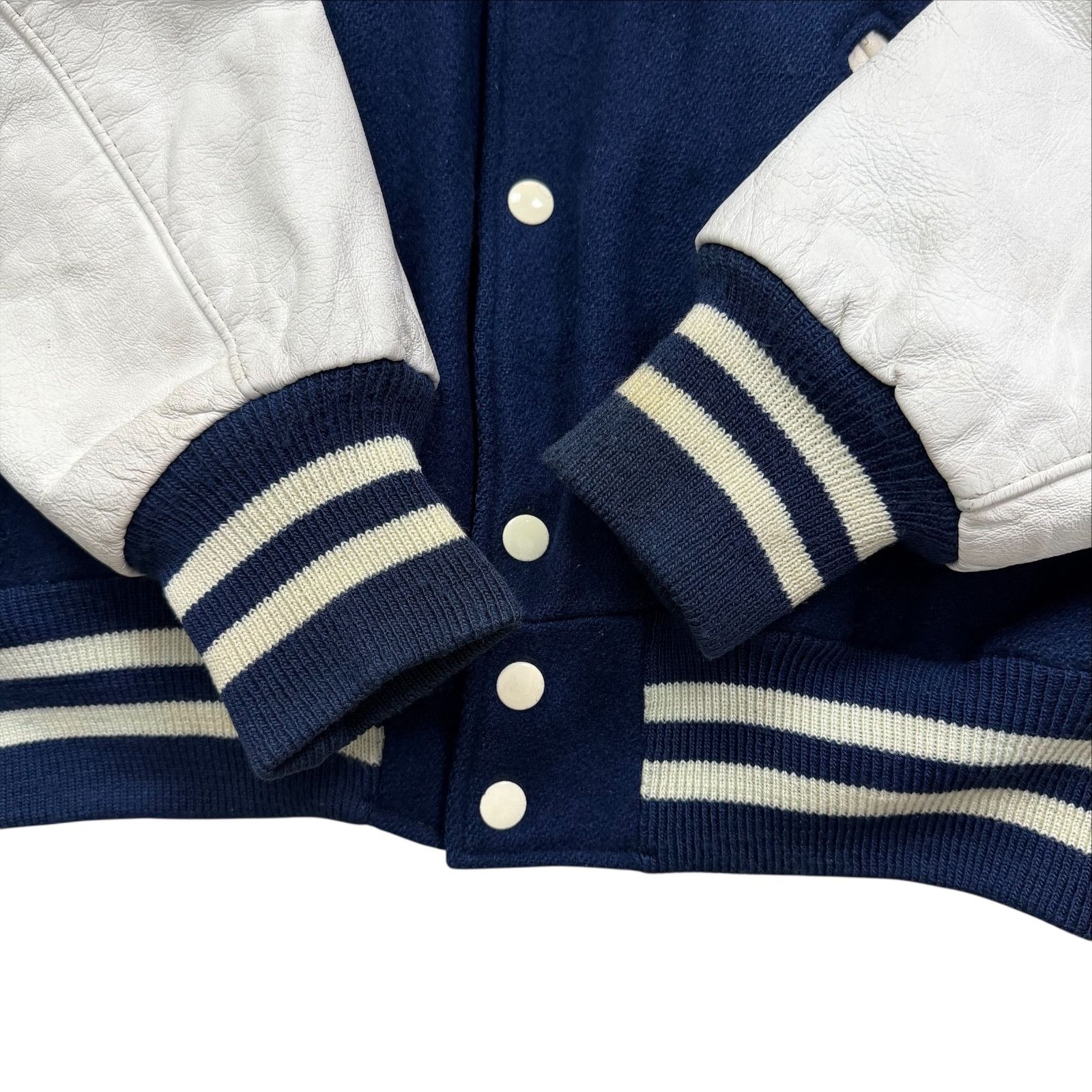 MLB VTG 90s NEW YORK YANKEES DELONG VARSITY JACKET WOOL LEATHER Size US L / EU 52-54 / 3 - 7 Thumbnail