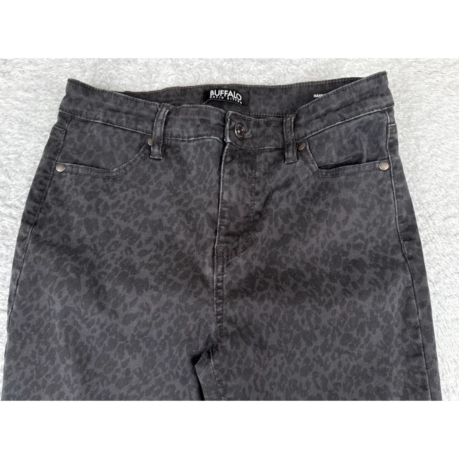 Buffalo David Bitton Buffalo Jeans Womens 4 Mid Rise Skinny 28x28 Black Gray Leopard Hanna High Skinny 28in Inseam 28in 5-Pocket Denim Cotton Blend Machine Washable Womens Size 27" / US 4 / IT 40 - 4 Thumbnail