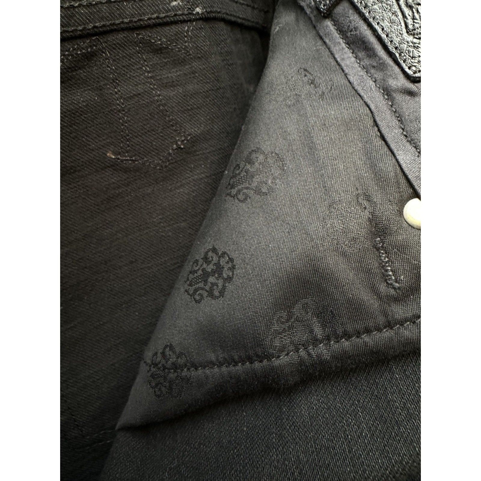 Chrome Hearts CHROME HEARTS PINK/CHECKERED FLEUR KNEE CROSS PATCH DENIM Size US 36 / EU 52 - 12 Thumbnail