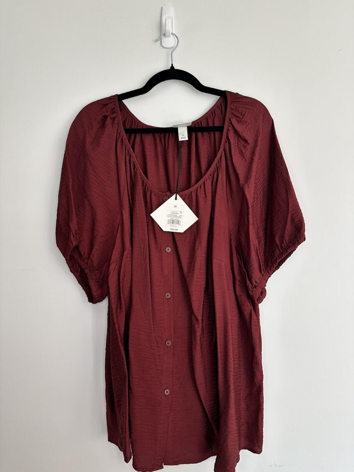 Other Ava & Viv Maroon Blouse - Sz. 2X Size XXL / US 16-18 / IT 52-54 - 1 Thumbnail
