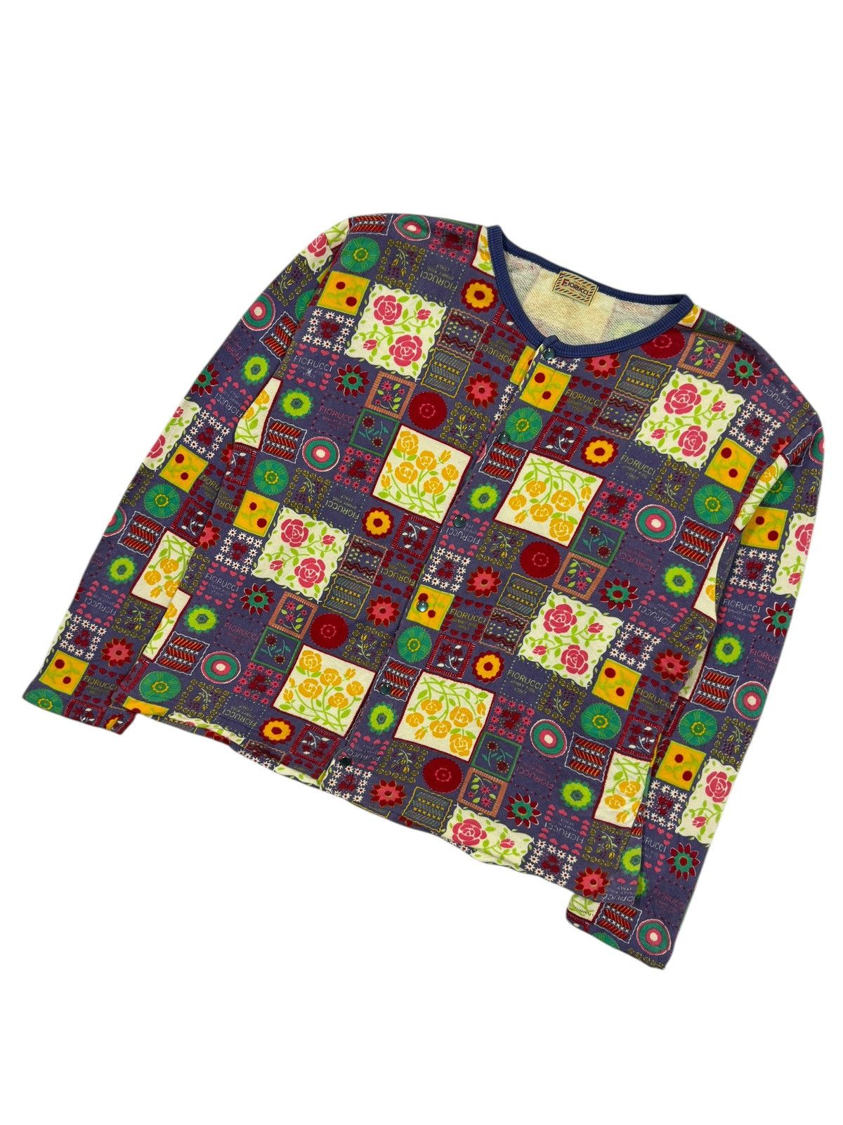 Fiorucci Vtg🔥Fiorucci Flower Patchwork Pearl Snap Button Cardigan#21 Size XXS / US 00 / IT 34 - 6 Thumbnail