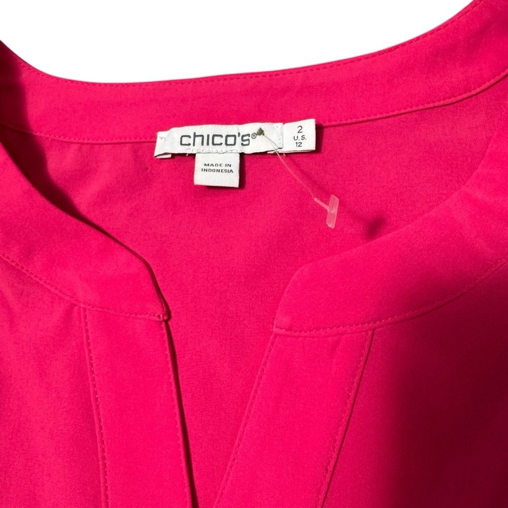 Chicos New Chico's Short Puff Sleeve Pink Blouse Size 2 US 12 Size XL / US 12-14 / IT 48-50 - 7 Thumbnail