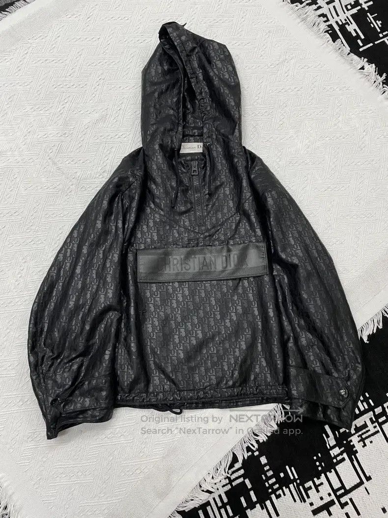 Dior Dior Black dark pattern full logo hooded windbreaker sweat Size S / US 4 / IT 40 - 1 Thumbnail