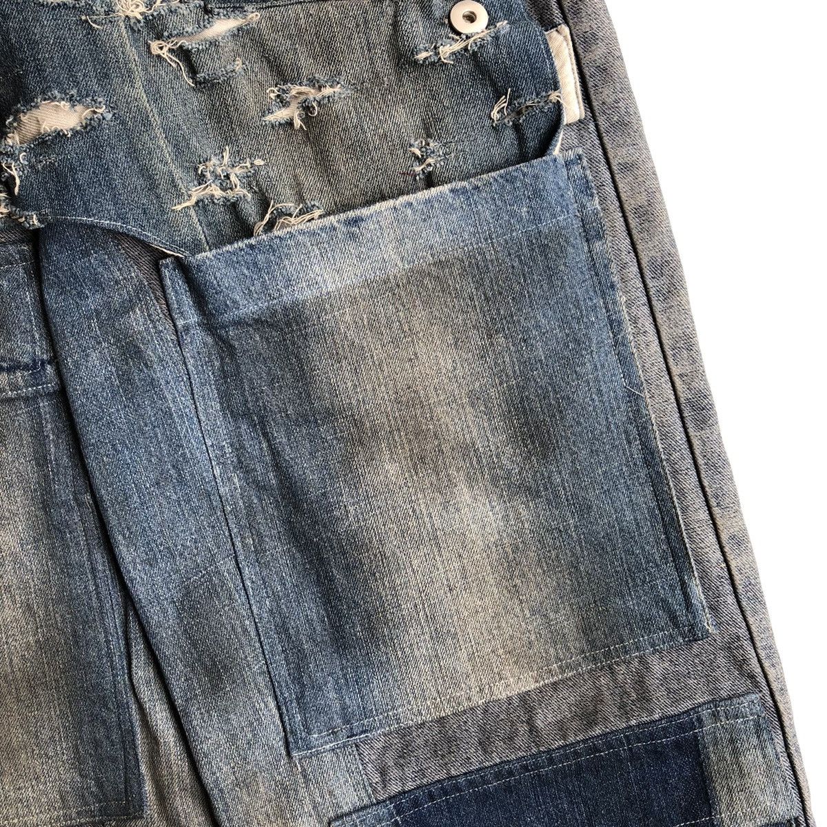 Designer Rework Distressed Dyed Washed Denim Jeans With Multi Pocket Size US 32 / EU 48 - 4 Thumbnail