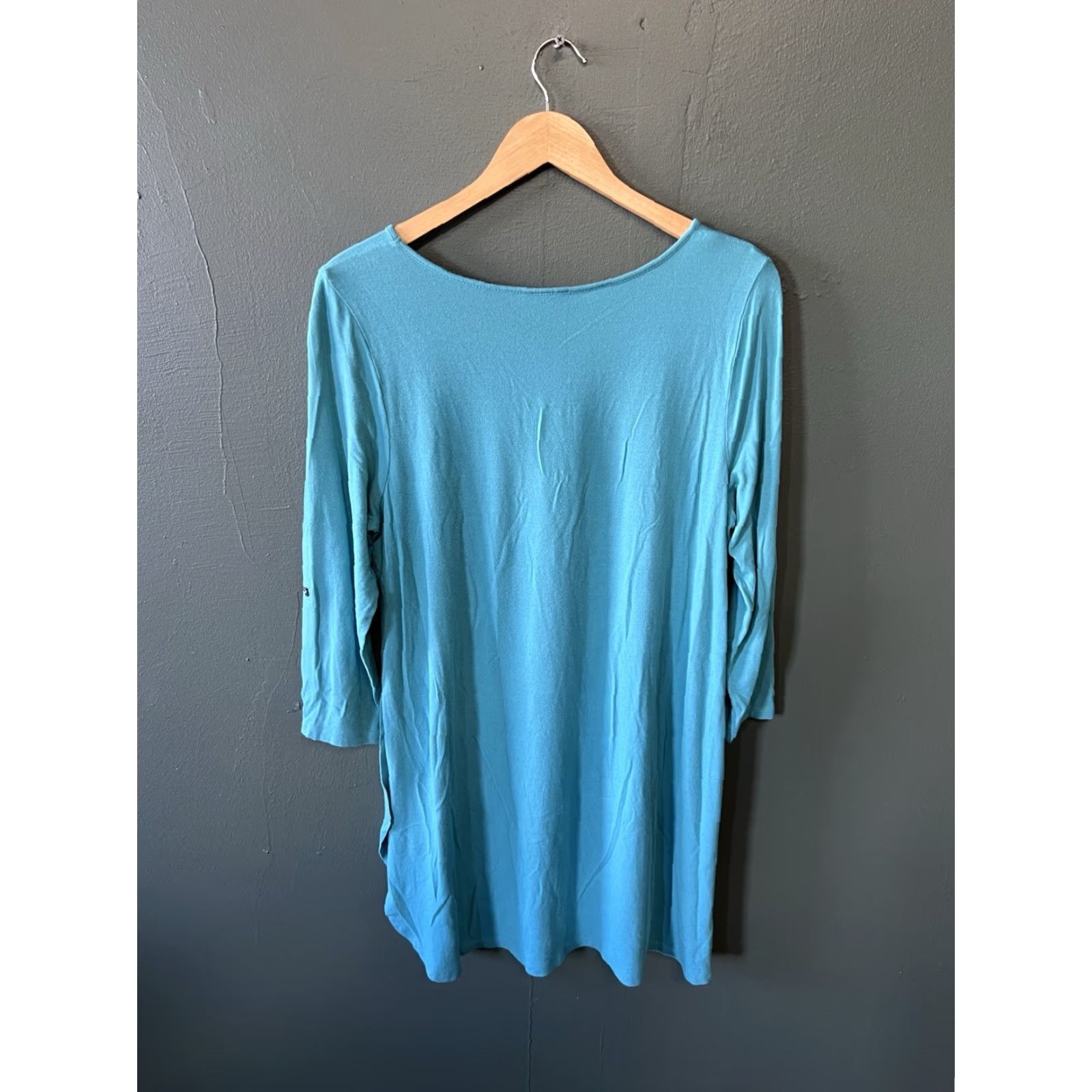 J. Jill J. Jill Womens Blouse Shirt 3/4 Sleeve Round Neck Blue Medium Size M / US 6-8 / IT 42-44 - 2 Thumbnail