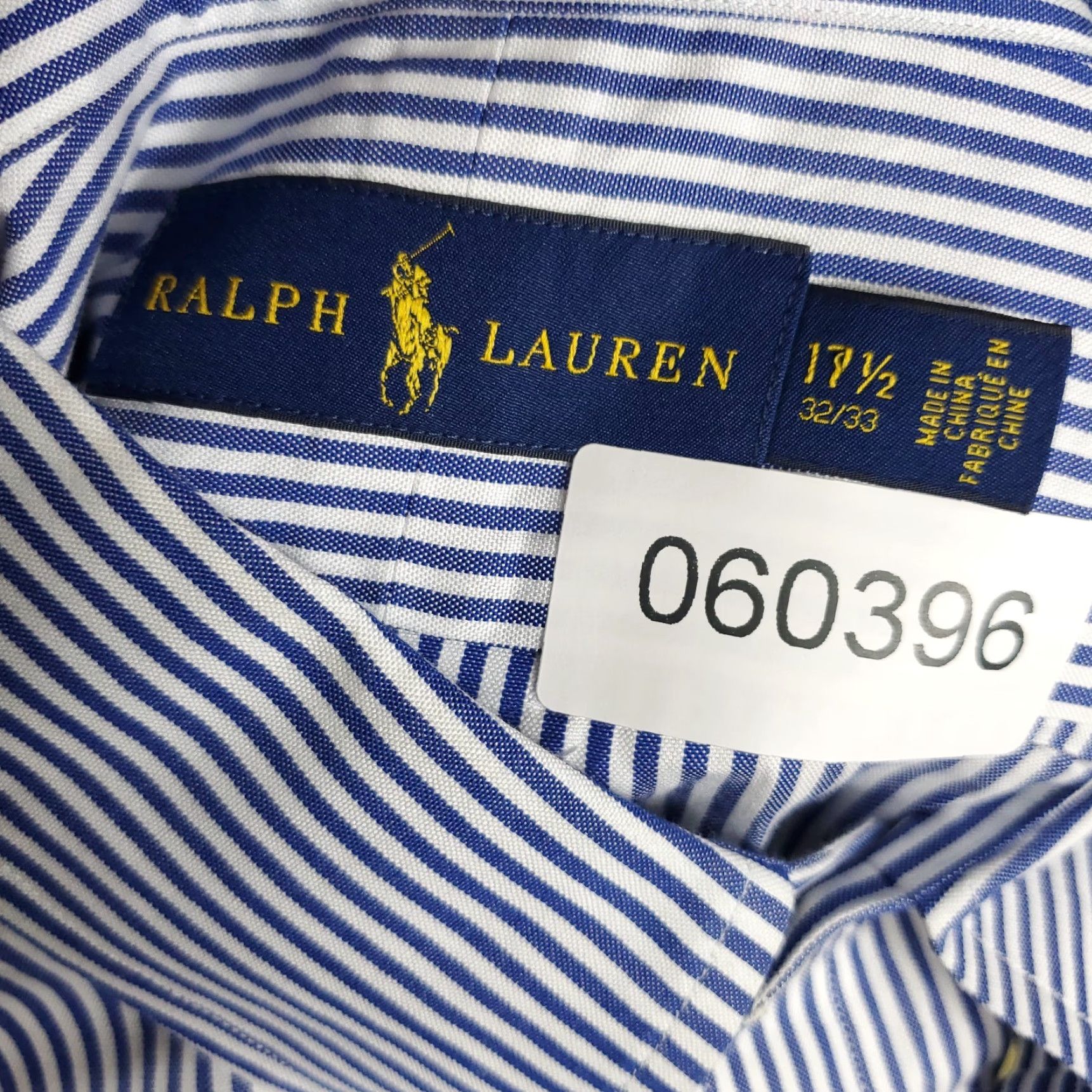 Ralph Lauren Ralph Lauren Shirt Mens Dress Button Up Long Sleeve 17.5 Blue Striped Non-Iron Pockets Coverall Classic Mens Size 46R - 8 Thumbnail