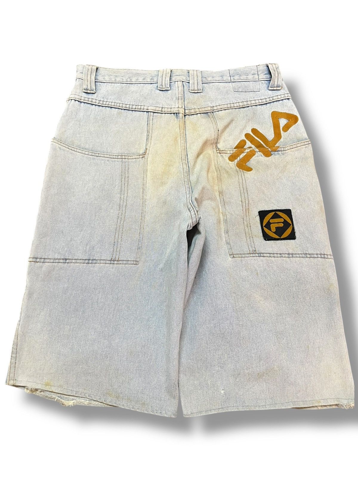 Fila Vintage Fila Shorts Baggy Wide Leg Distressed Denim Size US 33 - 9 Thumbnail