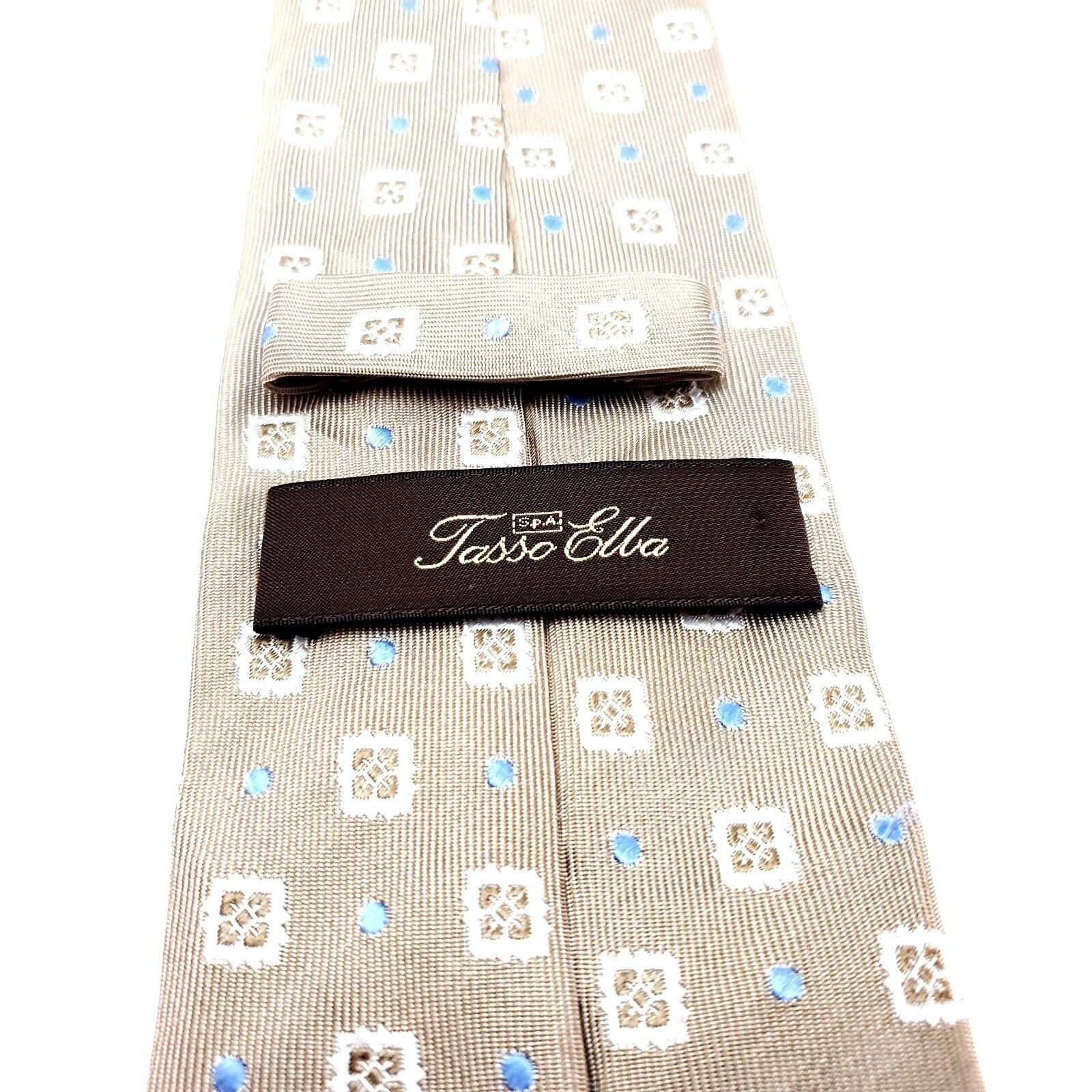 Tasso Elba Tasso Elba Beige Silk Tie Woven Geometric Size ONE SIZE - 5 Thumbnail