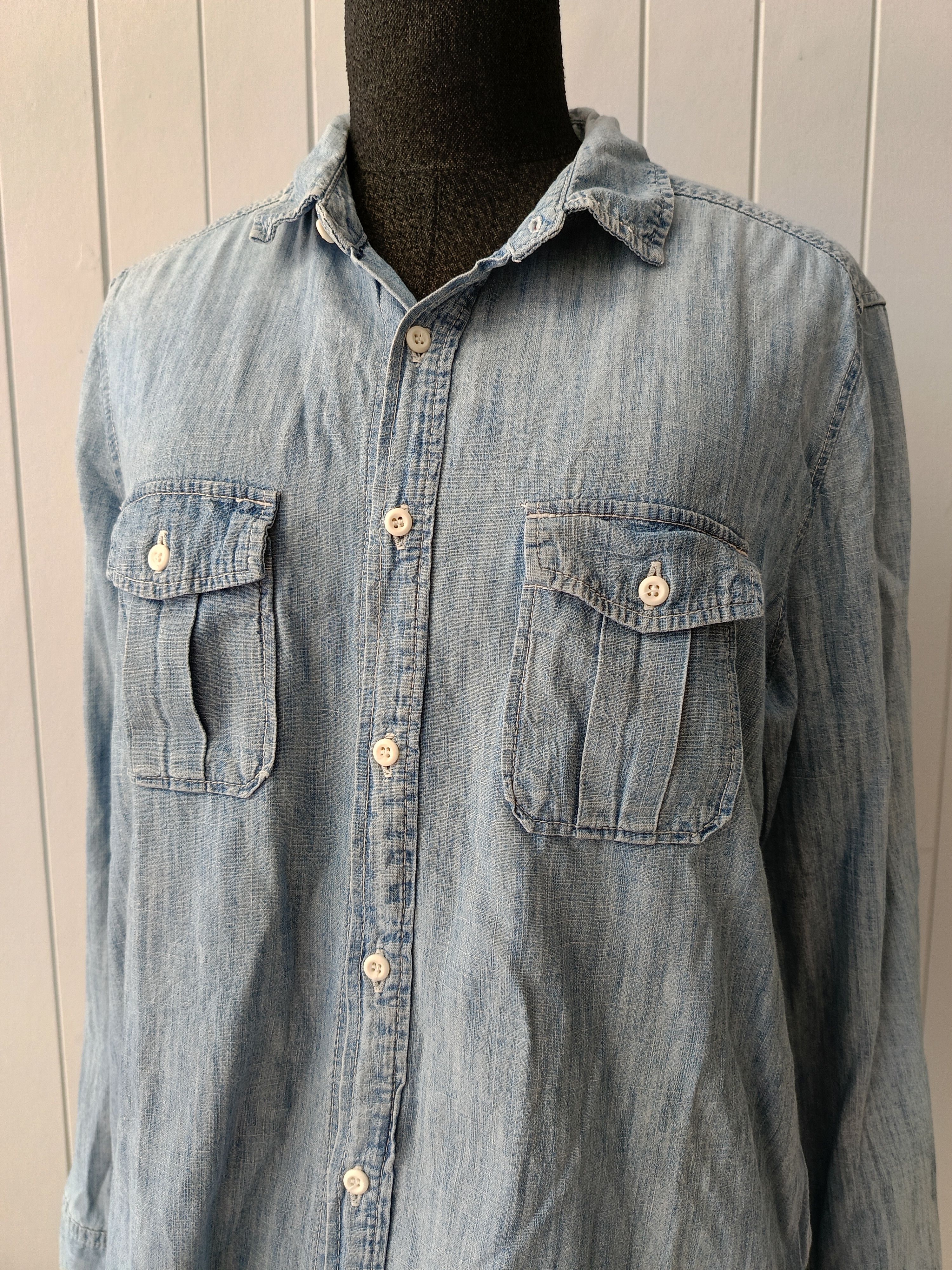 Japanese Brand Niko and ... 4 unisex blue denim chambray western work shirt Size M / US 6-8 / IT 42-44 - 9 Thumbnail
