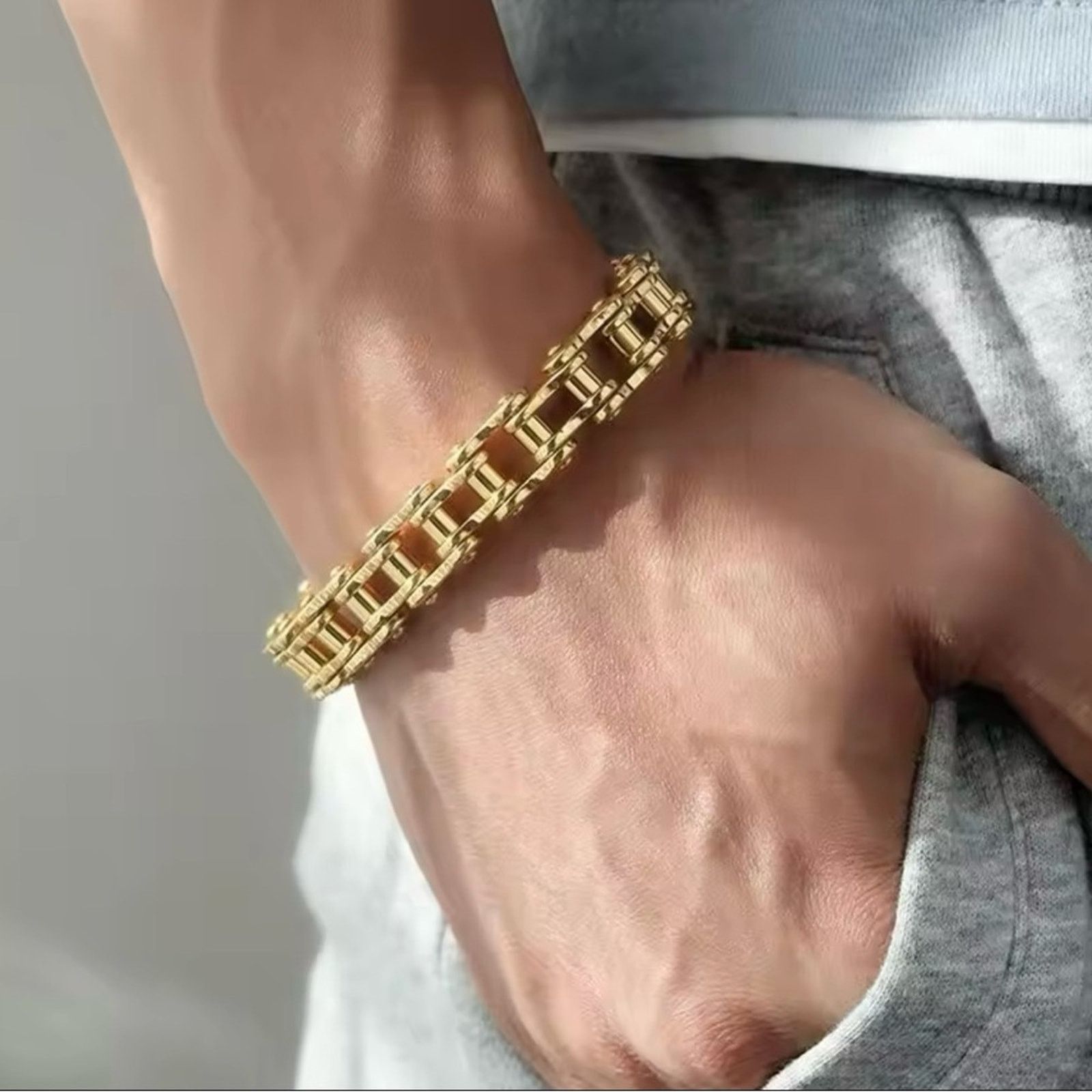 Other Punk Rock Biker 316L Stainless Steel Mens Bracelet Size ONE SIZE - 1 Thumbnail