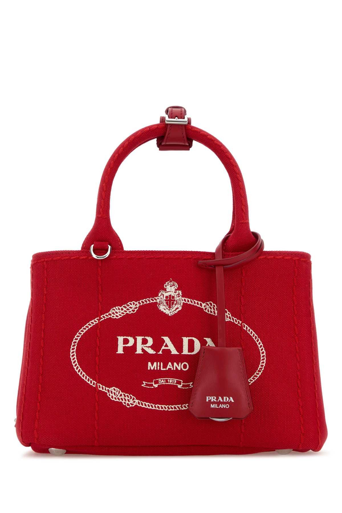 Prada Red Canvas Mini Prada Jardiniã¨Re Handbag Size ONE SIZE - 1 Thumbnail