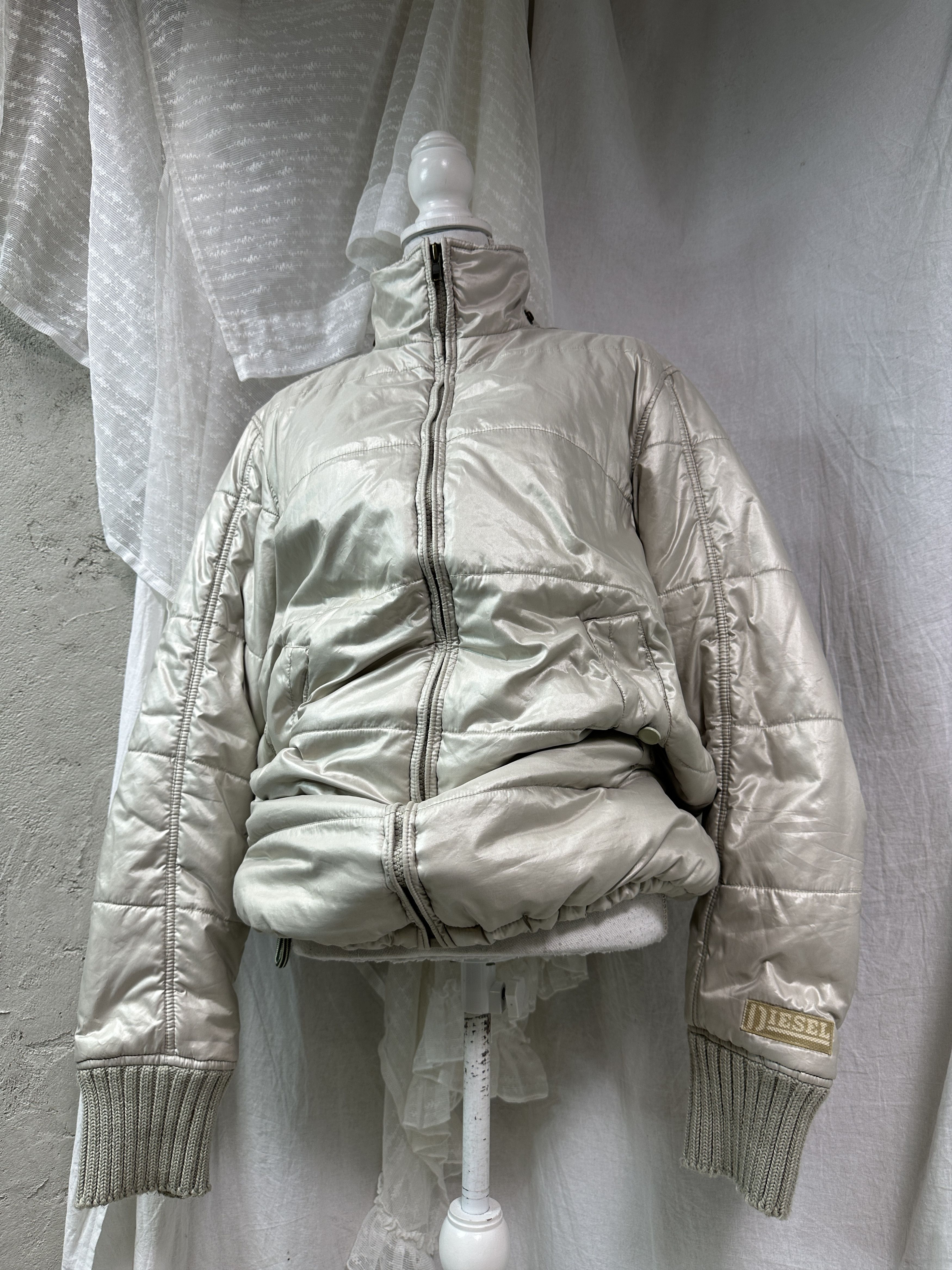Diesel Vintage Silver Chrome Oversized Diesel Puffer Jacket Y2K Size L / US 10 / IT 46 - 1 Thumbnail