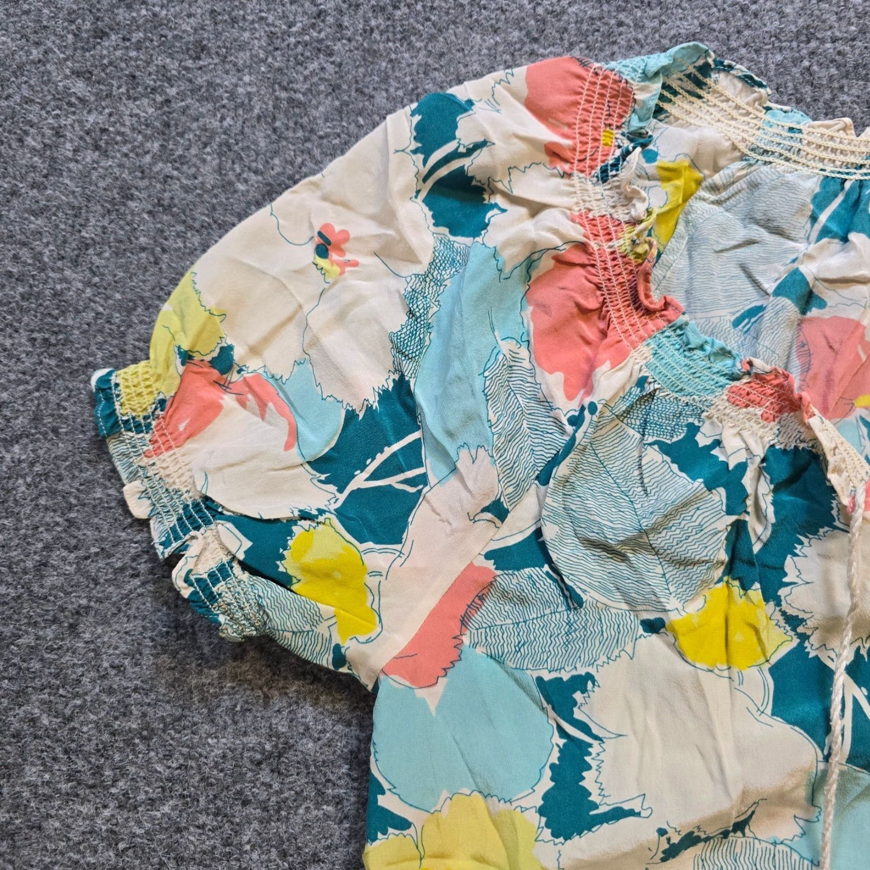 Joie Joie Top Shirt Womens Medium Green Pink Silk Floral Short Sleeve Career Size M / US 6-8 / IT 42-44 - 4 Thumbnail