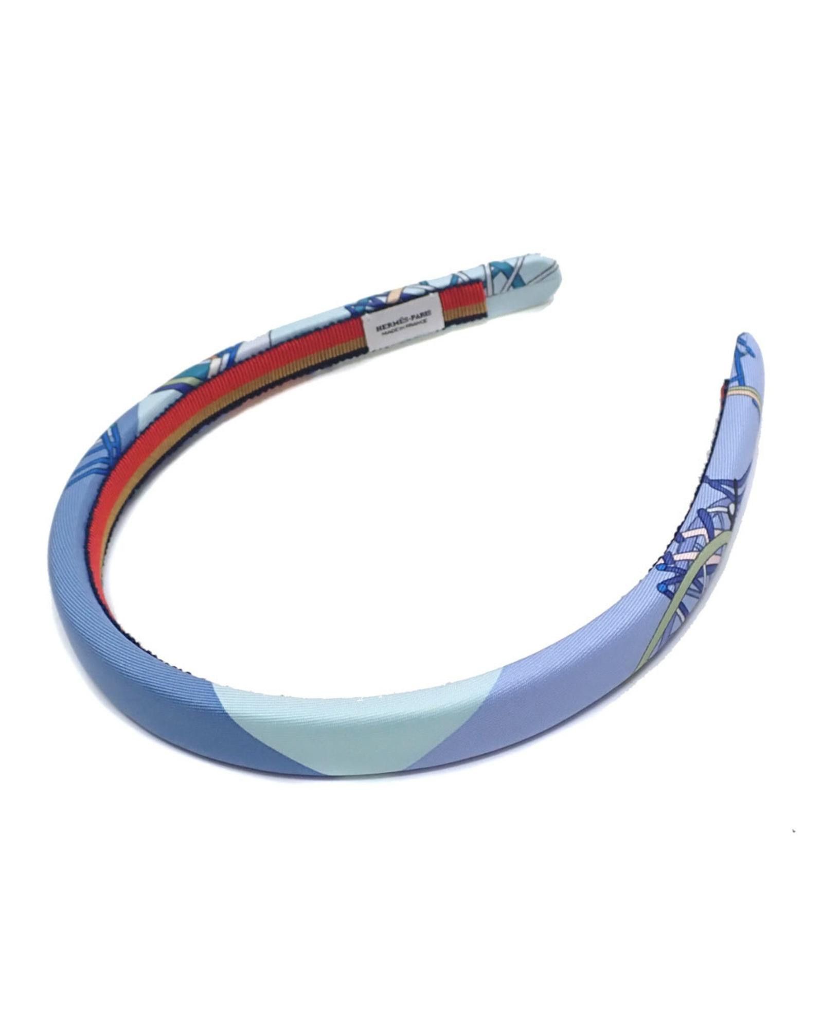 image of Hermes Elegant Blue Silk Alice Bandeau Bracelet, Women's