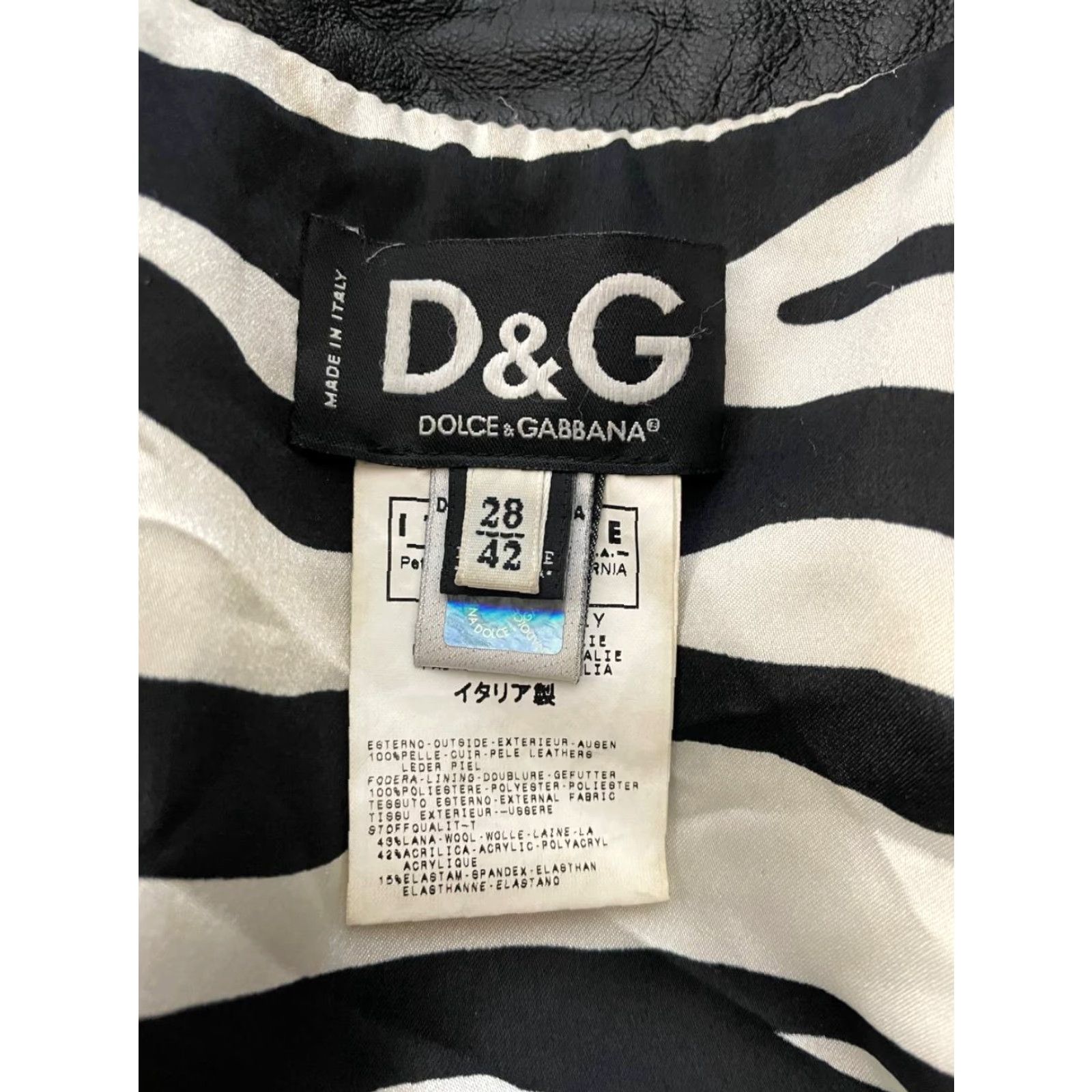 Dolce & Gabbana Dolce&Gabbana Jacket Womens Size S Black Leather Long Sleeve Full Zip Biker Solid Front Zip Pockets Size S / US 4 / IT 40 - 3 Thumbnail