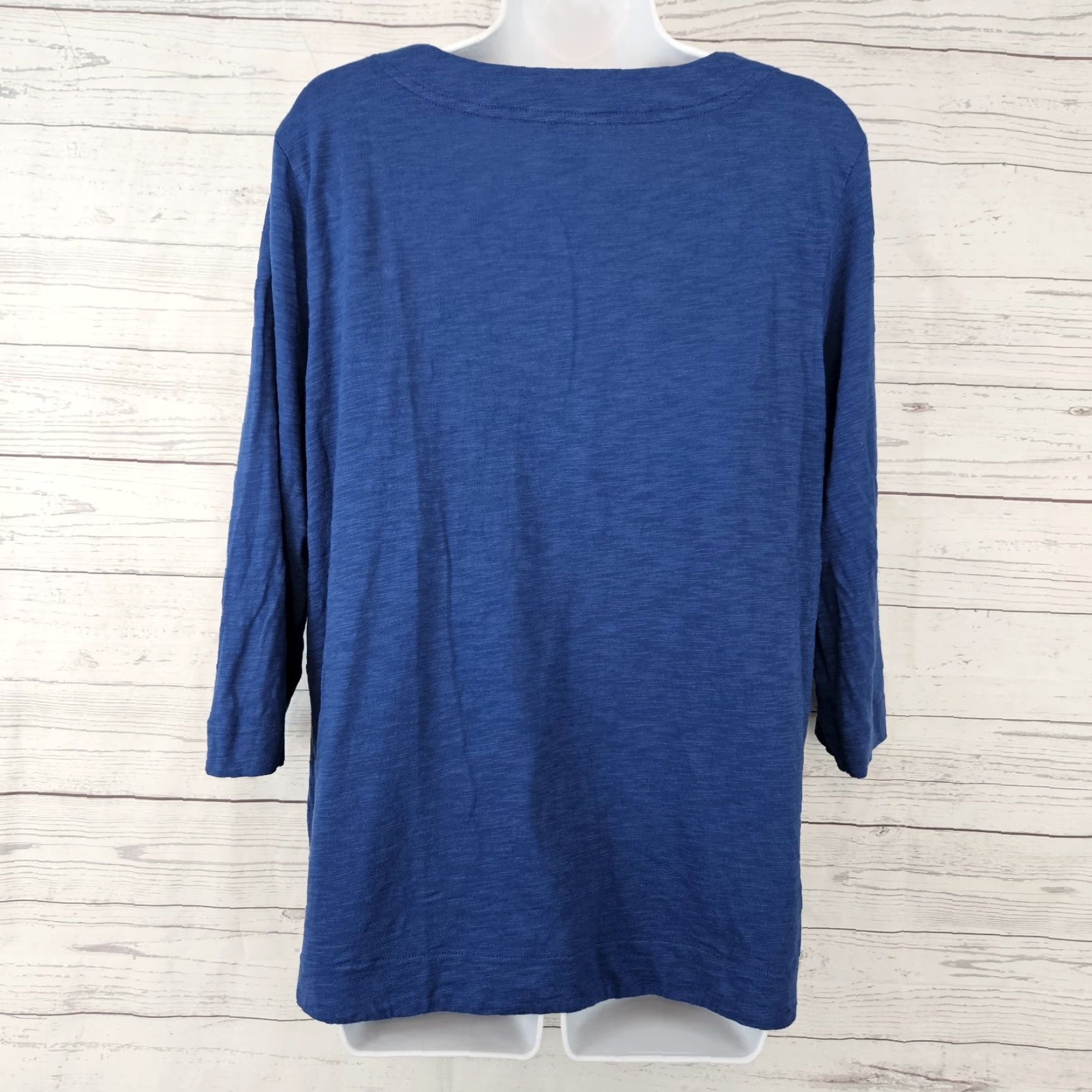 Vintage Chico's Womens Top Shirt 3/4 Sleeve Blue Size L Cotton Blend Solid Womens Size L / US 10 / IT 46 - 3 Thumbnail