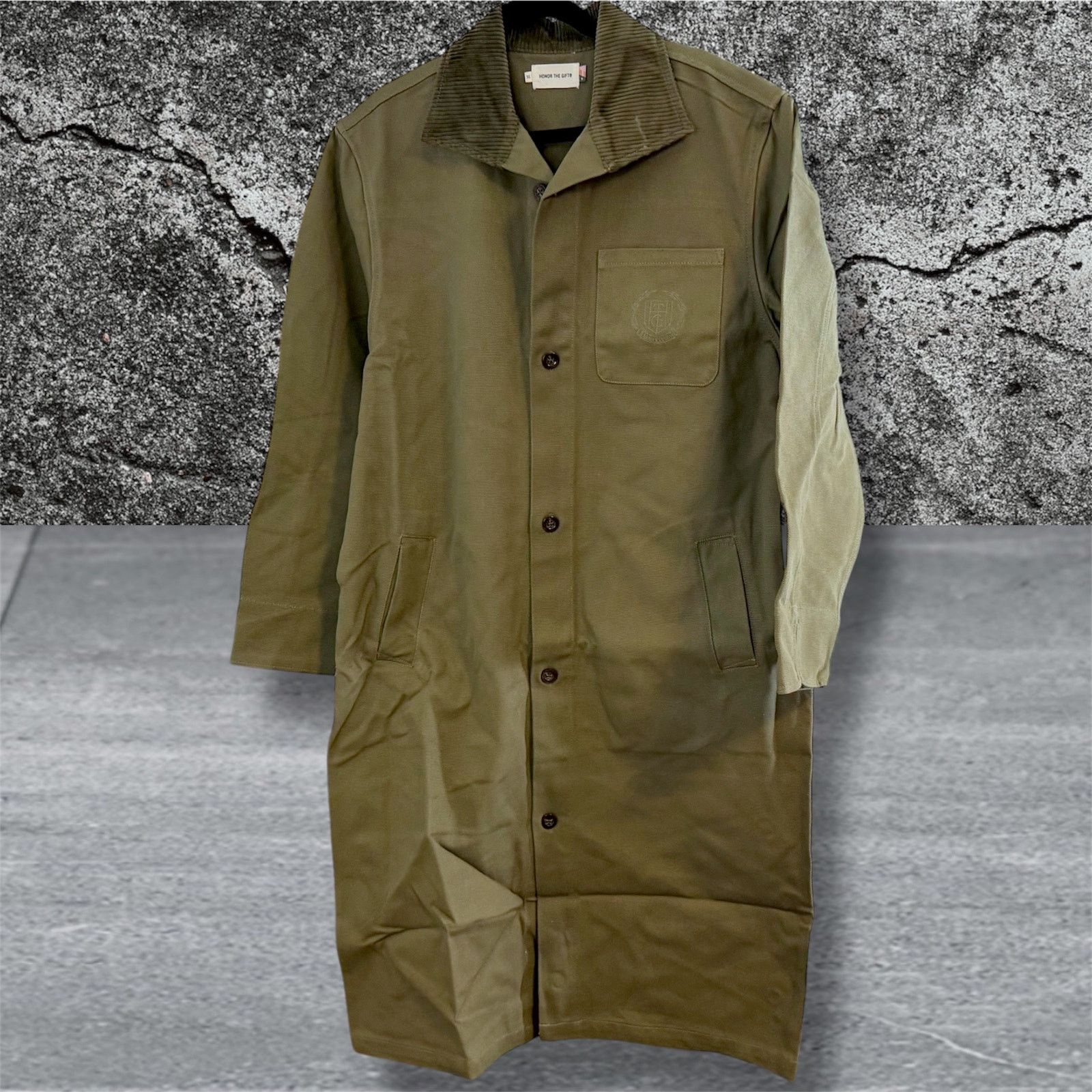 Honor the Gift •NEW• HONOR THE GIFT HEAVY JACKET Canvas Trench in Olive • M Size M / US 6-8 / IT 42-44 - 1 Thumbnail