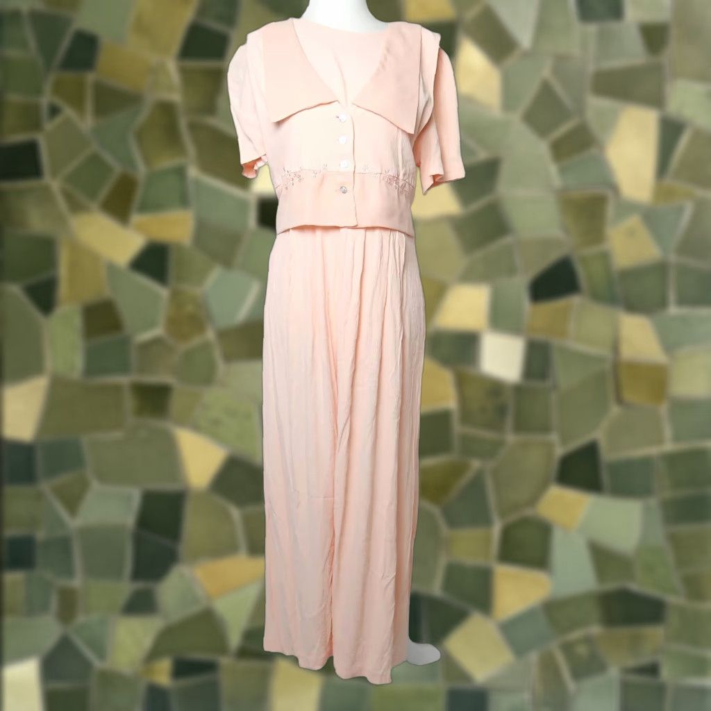 peach bridesmaid dresses 80s Vintage 80's House of Bianchi Peach/Pink Prom/Bridesmaid dress