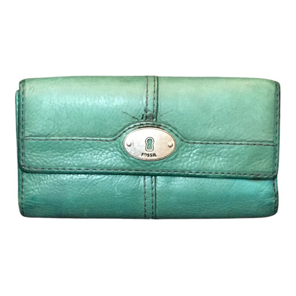 Fossil Fossil Maddox Leather Wallet Pebble Turquoise TrifoldKeyhole Size ONE SIZE - 8 Thumbnail