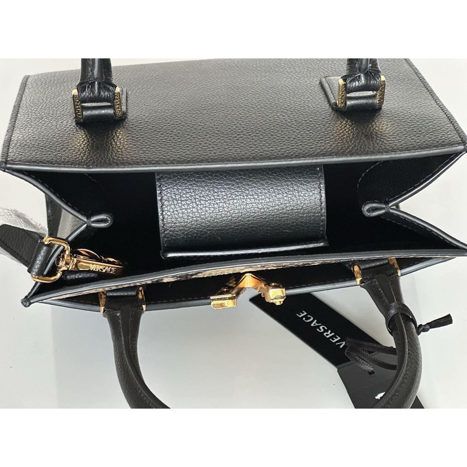 Versace Versace Virtus Calf Leather Small Black Bag 1005960 Size ONE SIZE - 10 Thumbnail