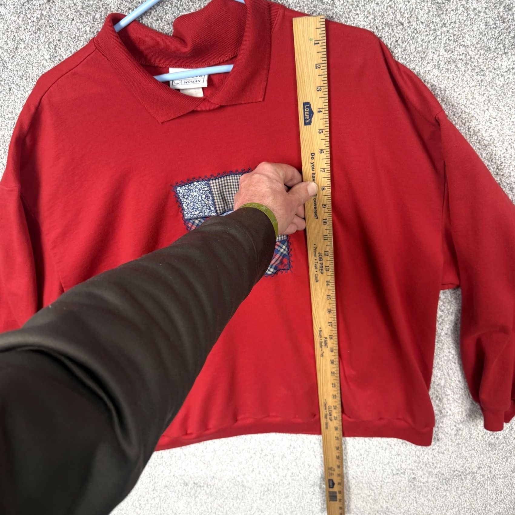Jantzen VINTAGE Jantzen Sweater 3X Plus Patchwork Quilt Embroidered Cabincore Red Women's Knit Pullover Casual Winter 80s 90s Size XXL / US 16-18 / IT 52-54 - 2 Thumbnail