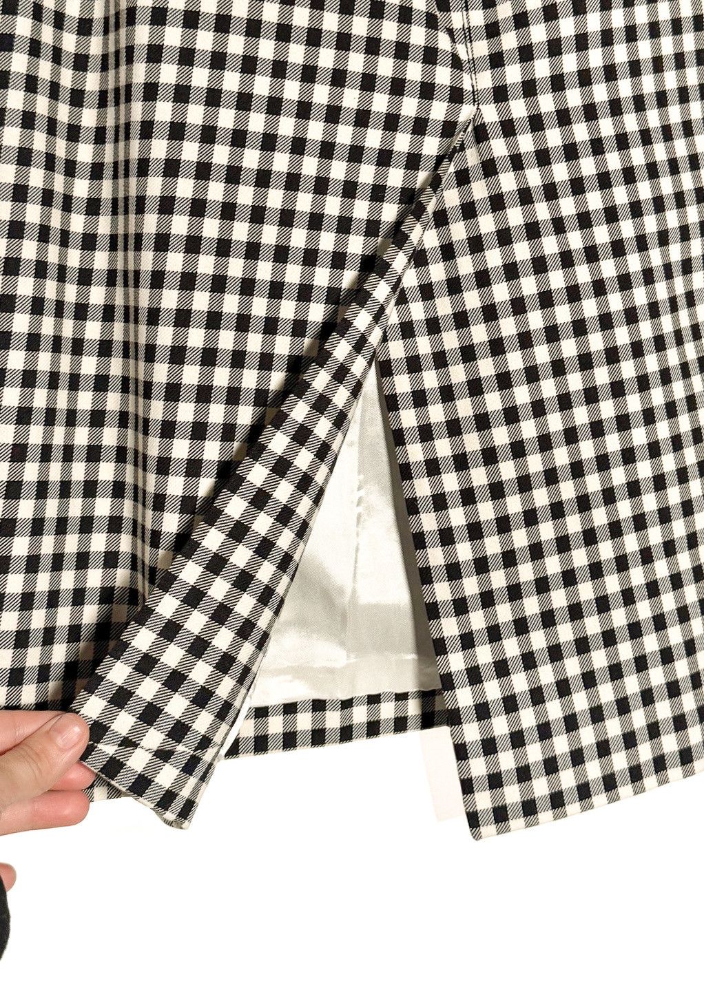 Miu Miu Miu Miu 2022 Black Ivory Gingham Check Pencil Skirt Size 28" / US 6 / IT 42 - 5 Thumbnail